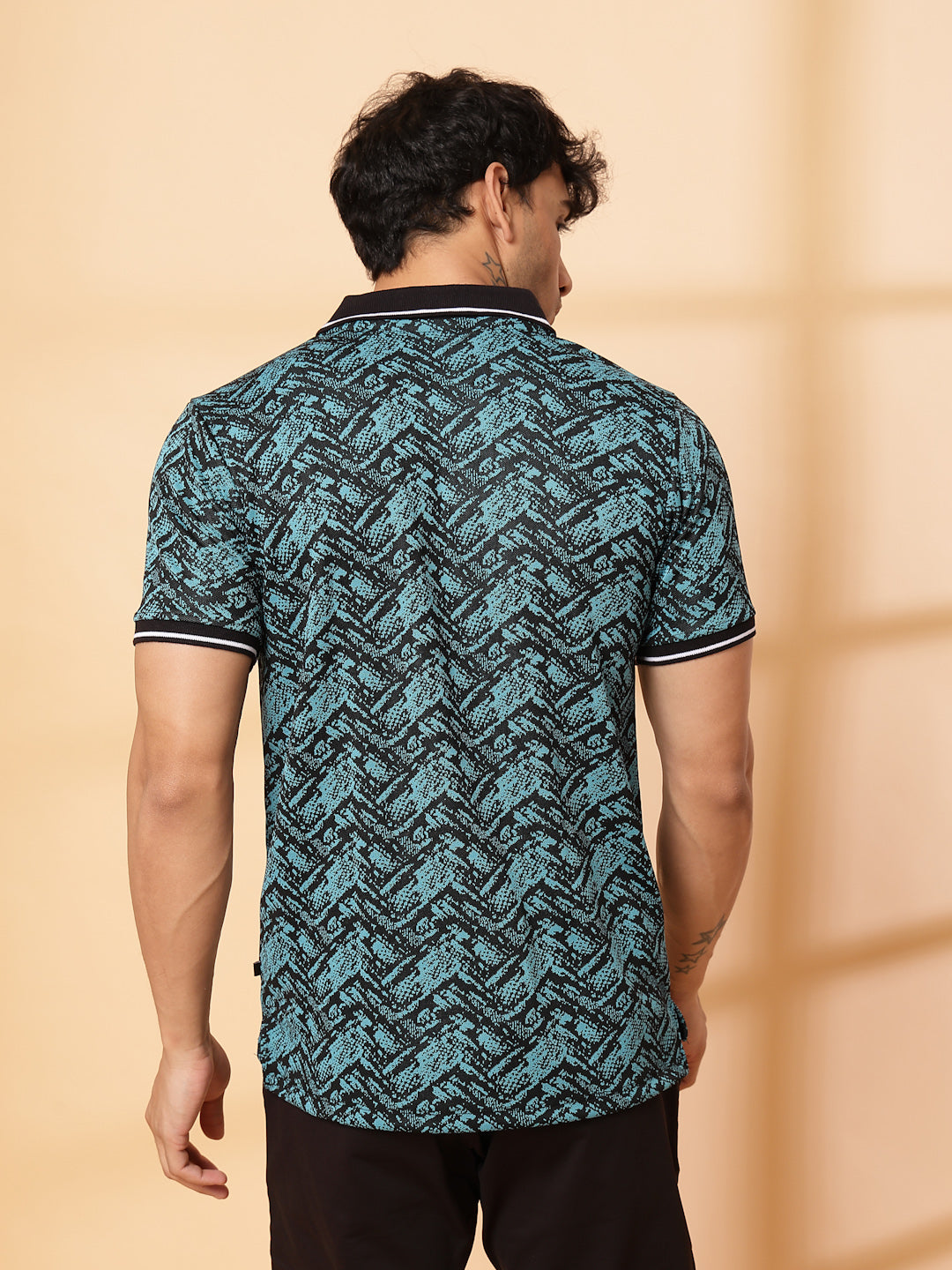Men Abstract Jacquard Polo T-Shirt