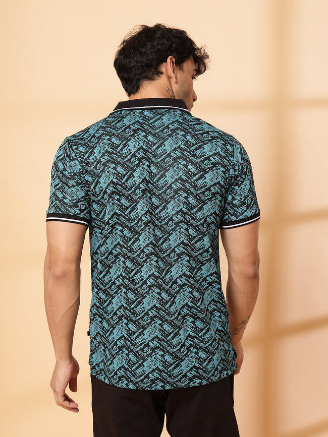 Men Abstract Jacquard Polo T-Shirt