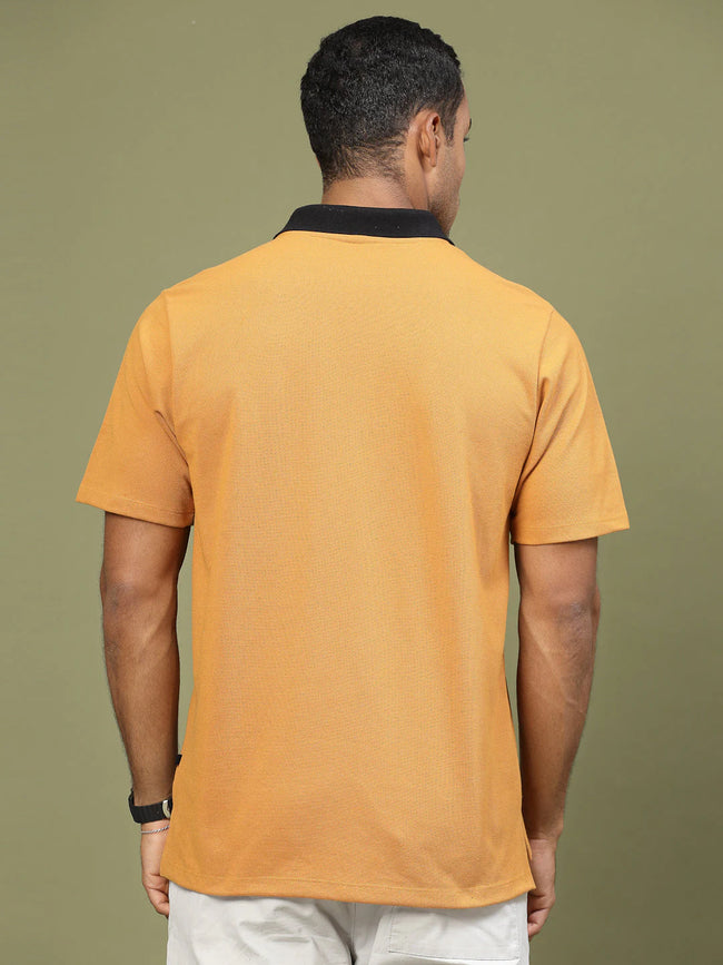 Men Patch Pocket Oversized Zip Polo Tee