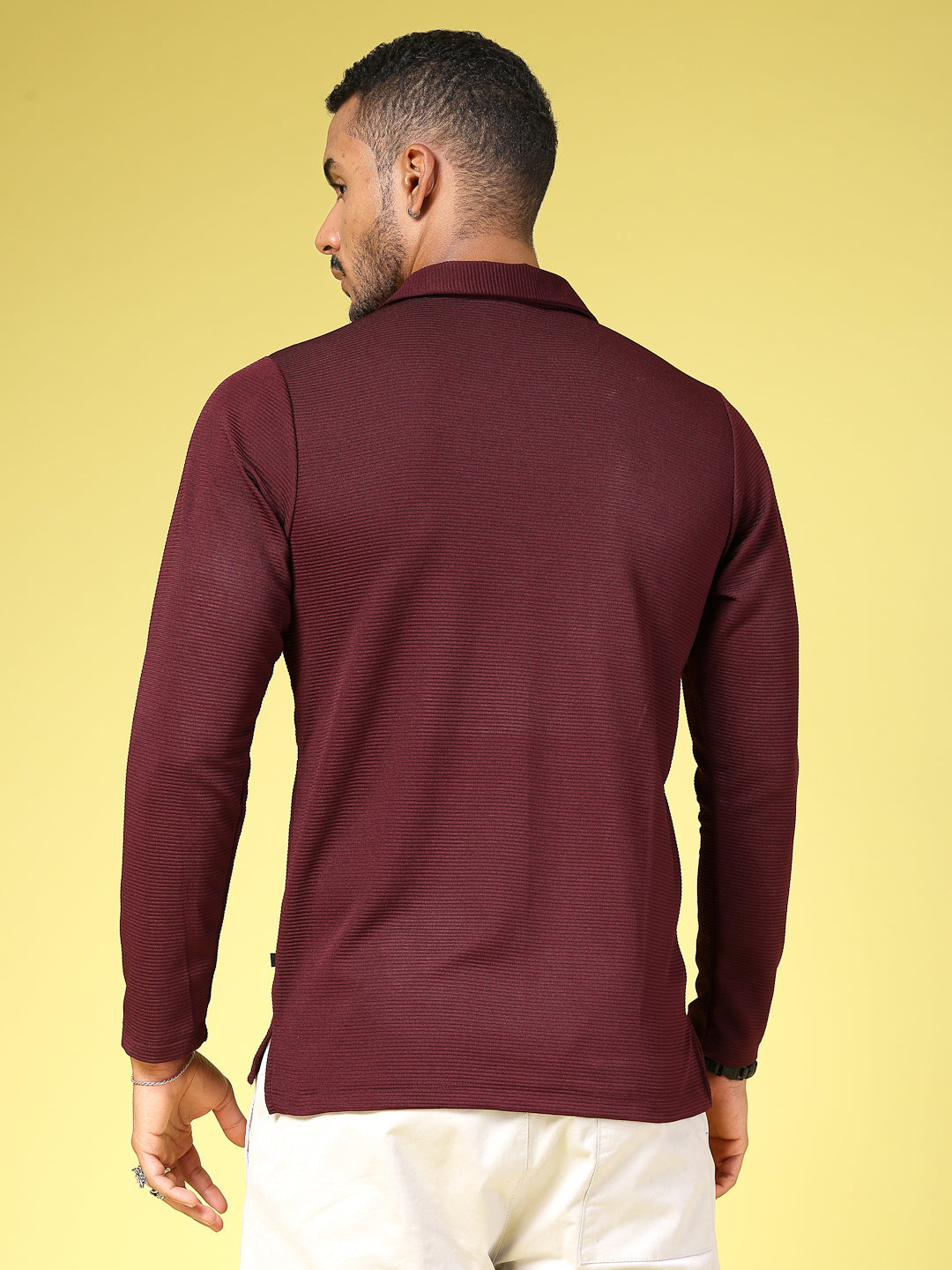 Men Wine Polycorduroy T-shirt