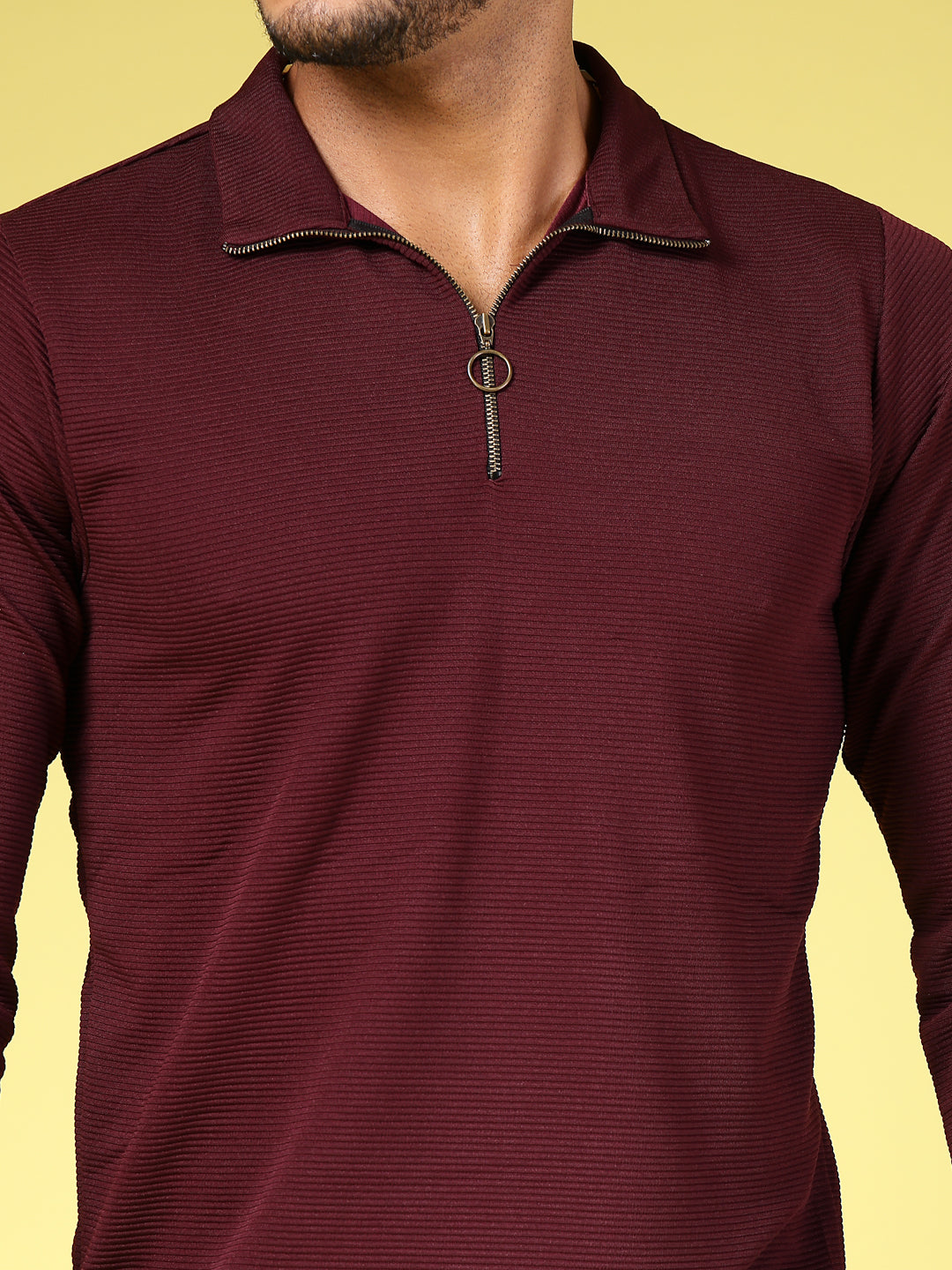 Men Wine Polycorduroy T-shirt