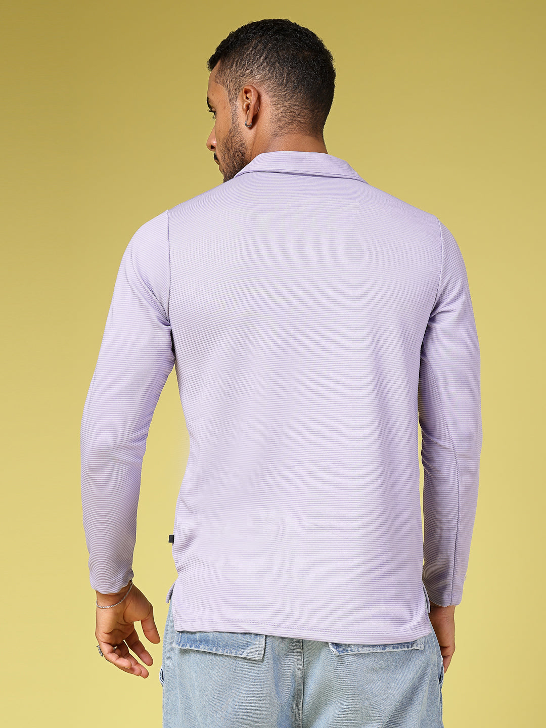 Men Purple Poly corduroy T-shirt