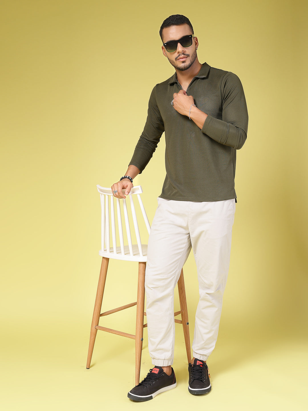 Men Green Polycorduroy T-shirt