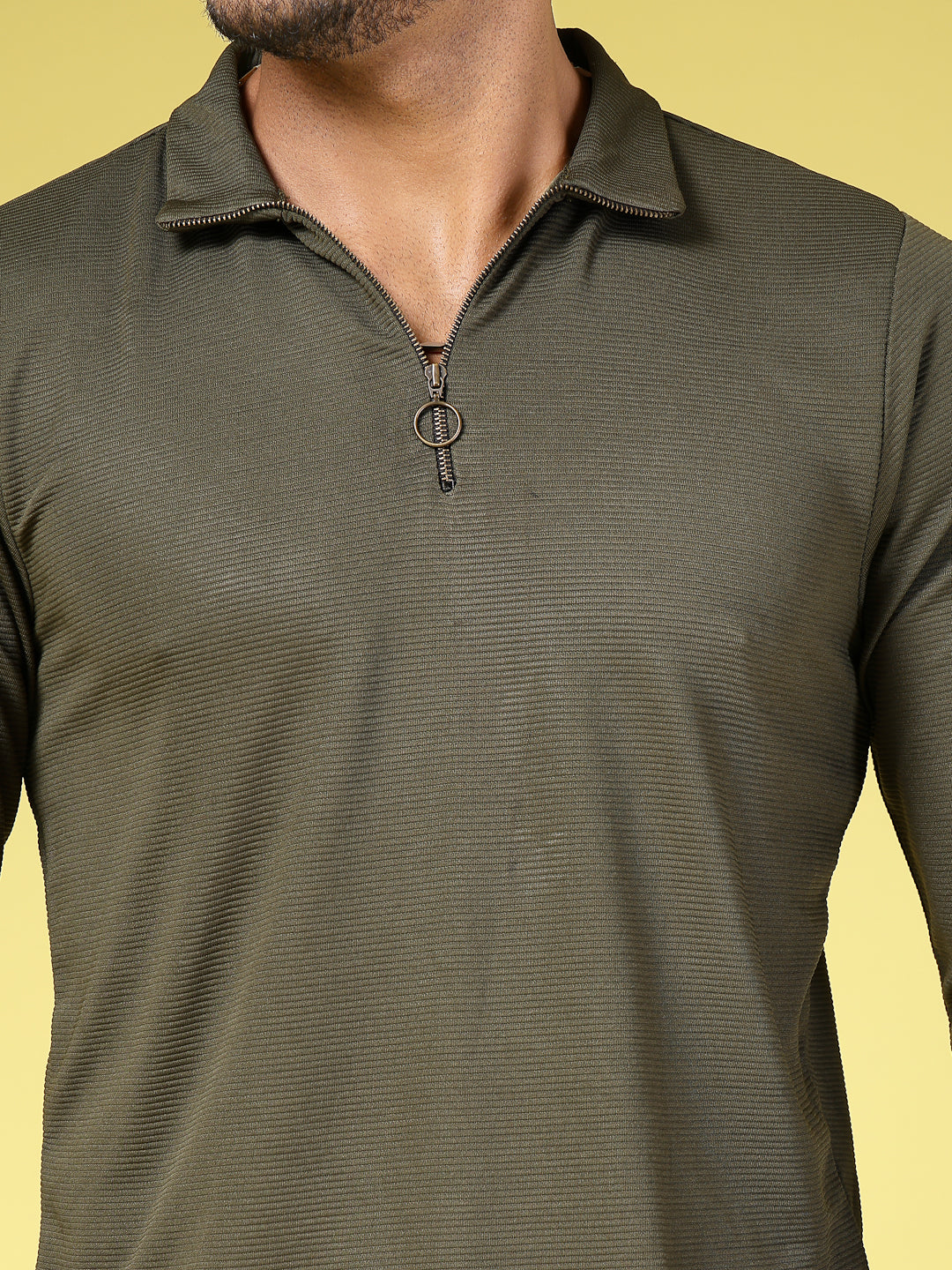 Men Green Polycorduroy T-shirt