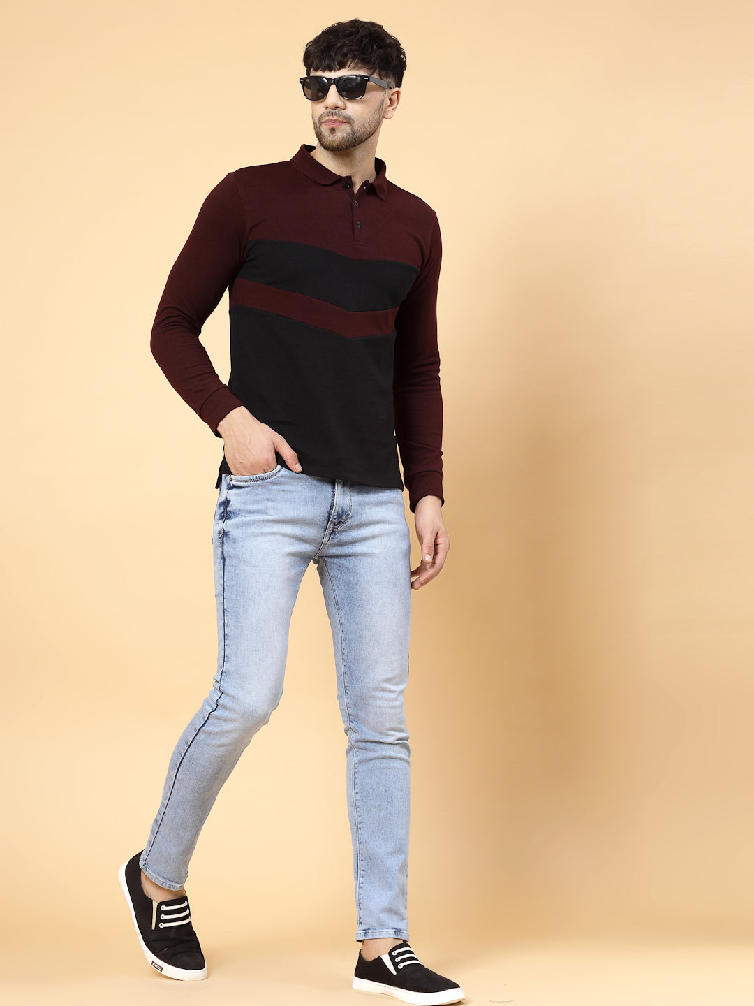 Men Block Tone Polo Tshirt