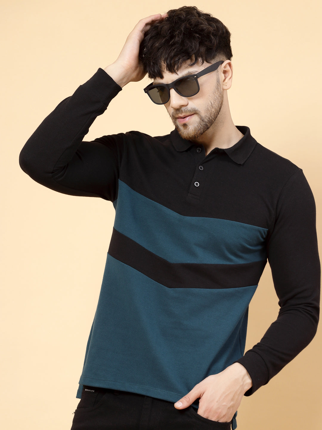 Men Block Tone Polo Tshirt