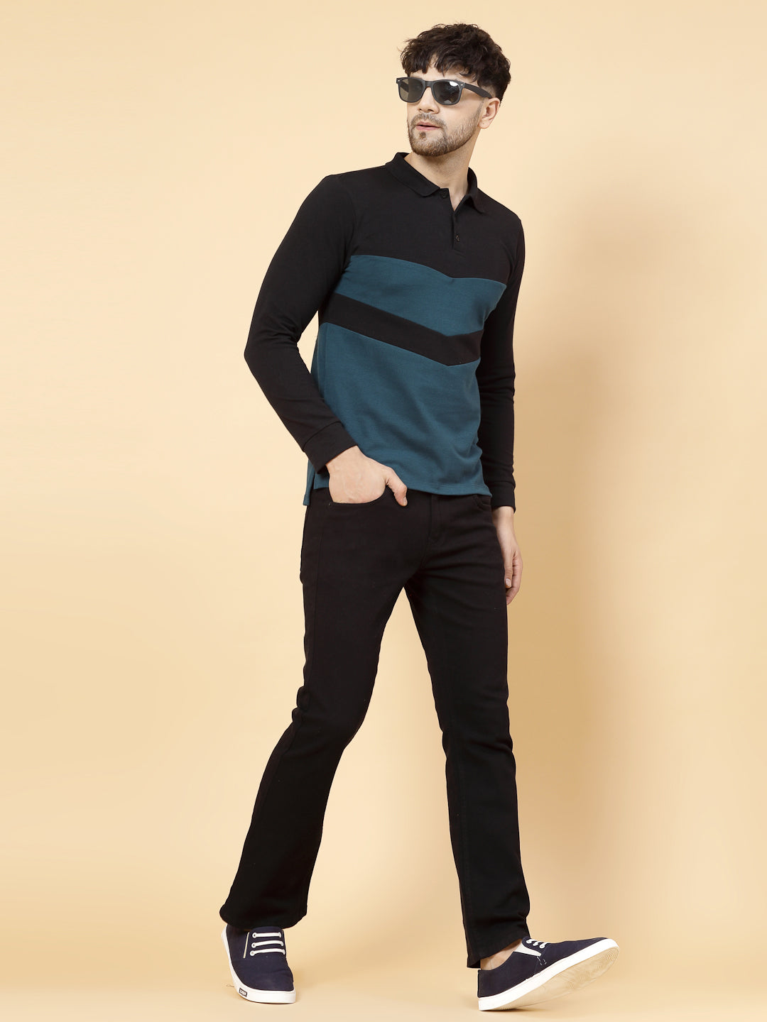 Men Block Tone Polo Tshirt