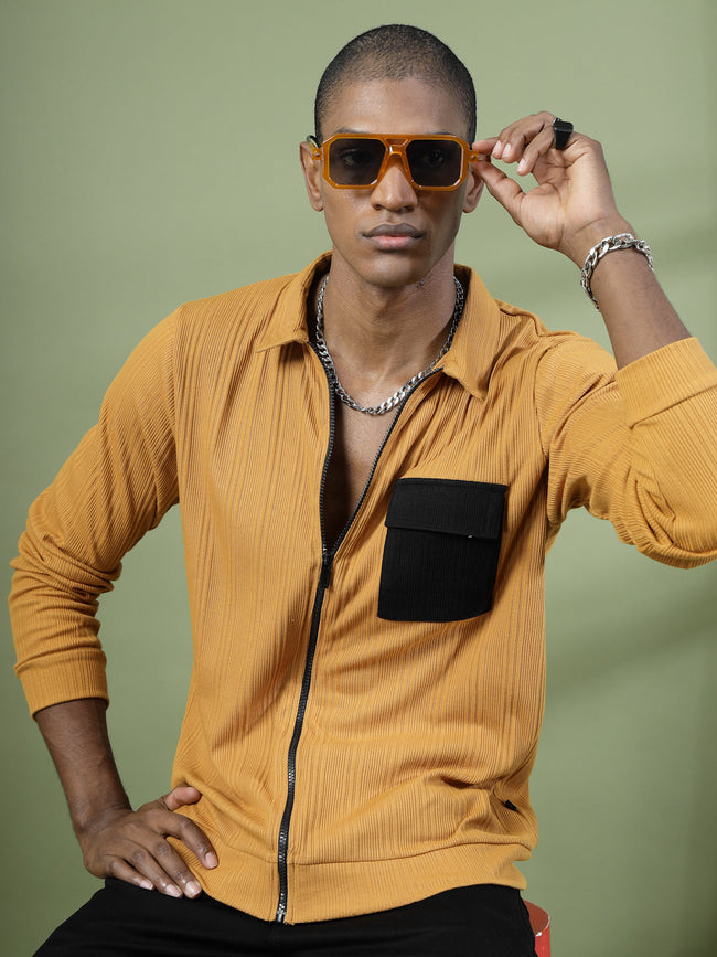 Men Cotton Fabric Rib Relaxed Fit T-Shirt