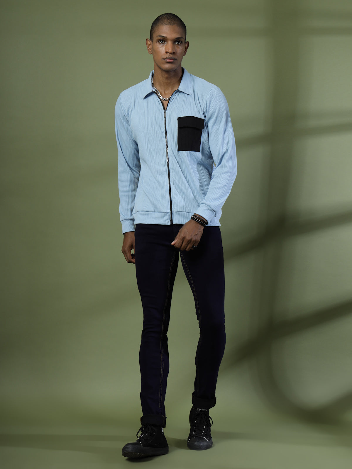 Men Cotton Fabric Rib Relaxed Fit T-Shirt