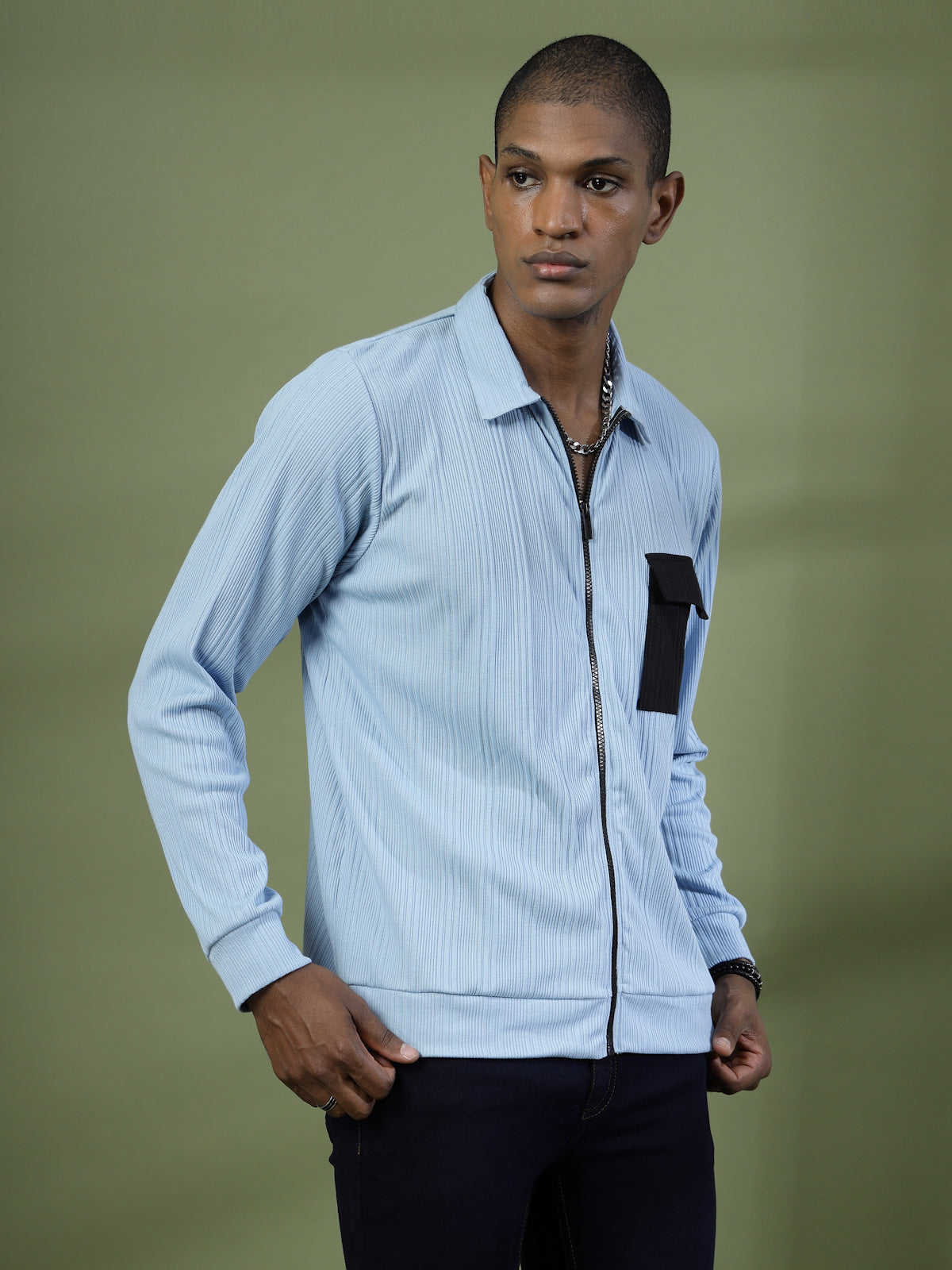Men Cotton Fabric Rib Relaxed Fit T-Shirt