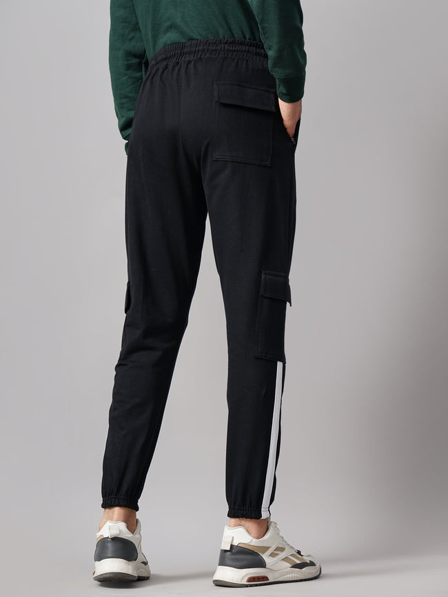 Men Sash Black Knitted Cargo Pant
