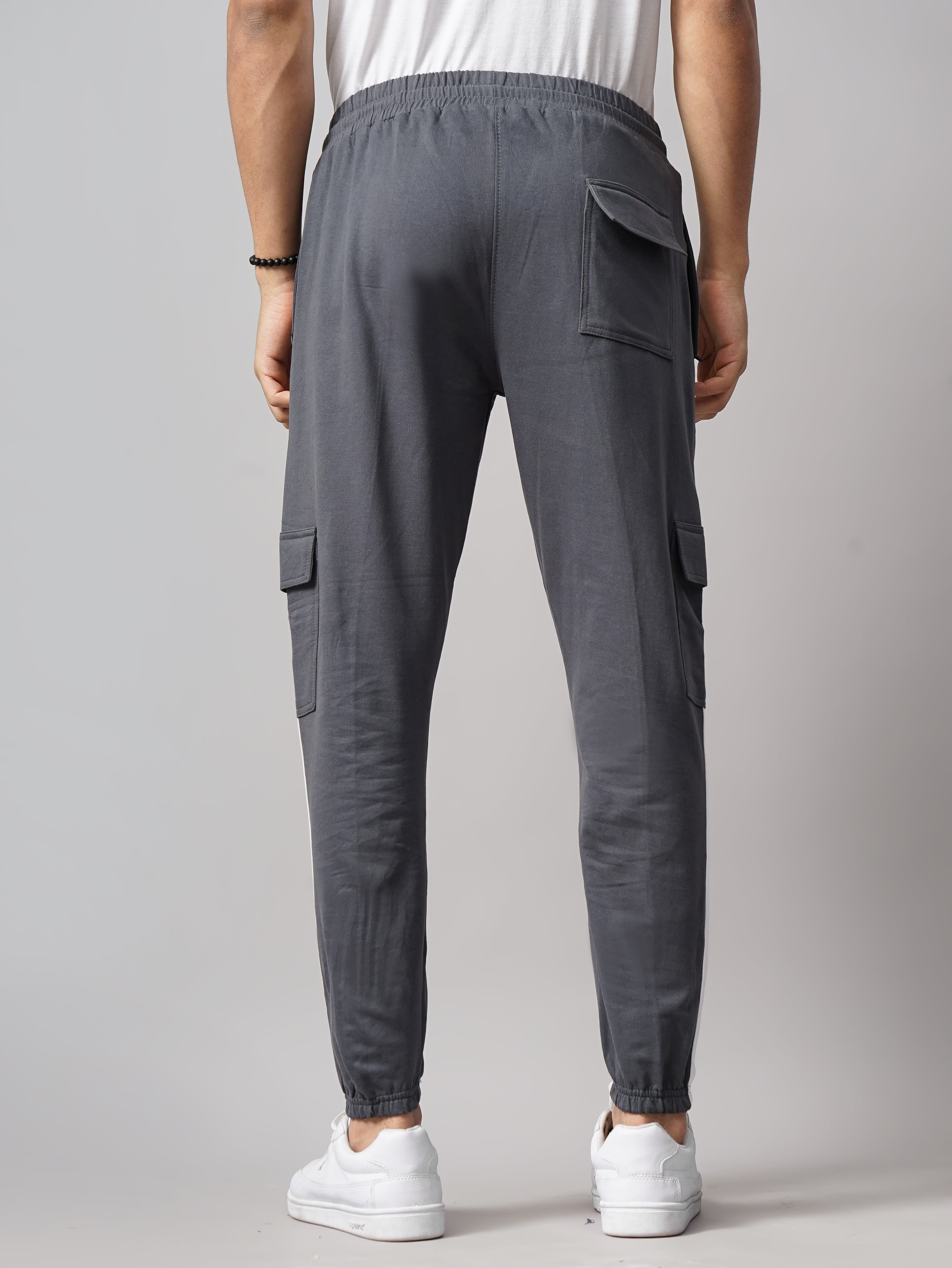 Men Sash Charcoal Knitted Cargo Pant