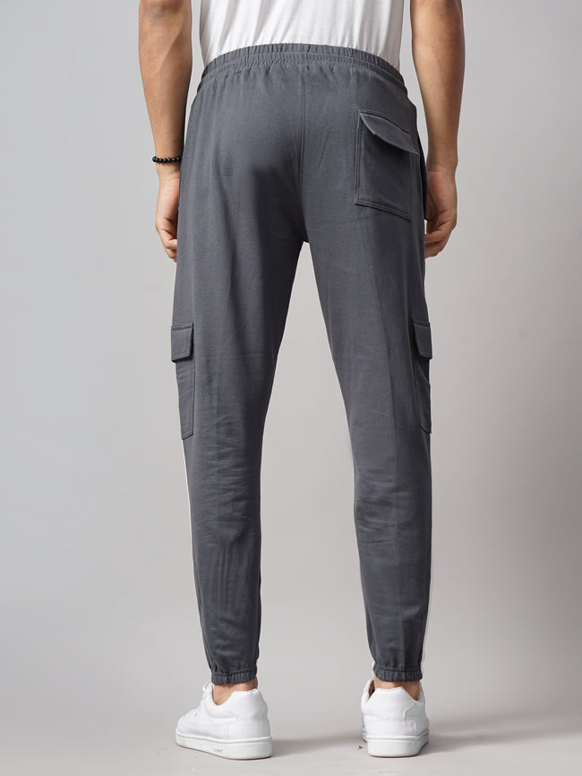Men Sash Charcoal Knitted Cargo Pant