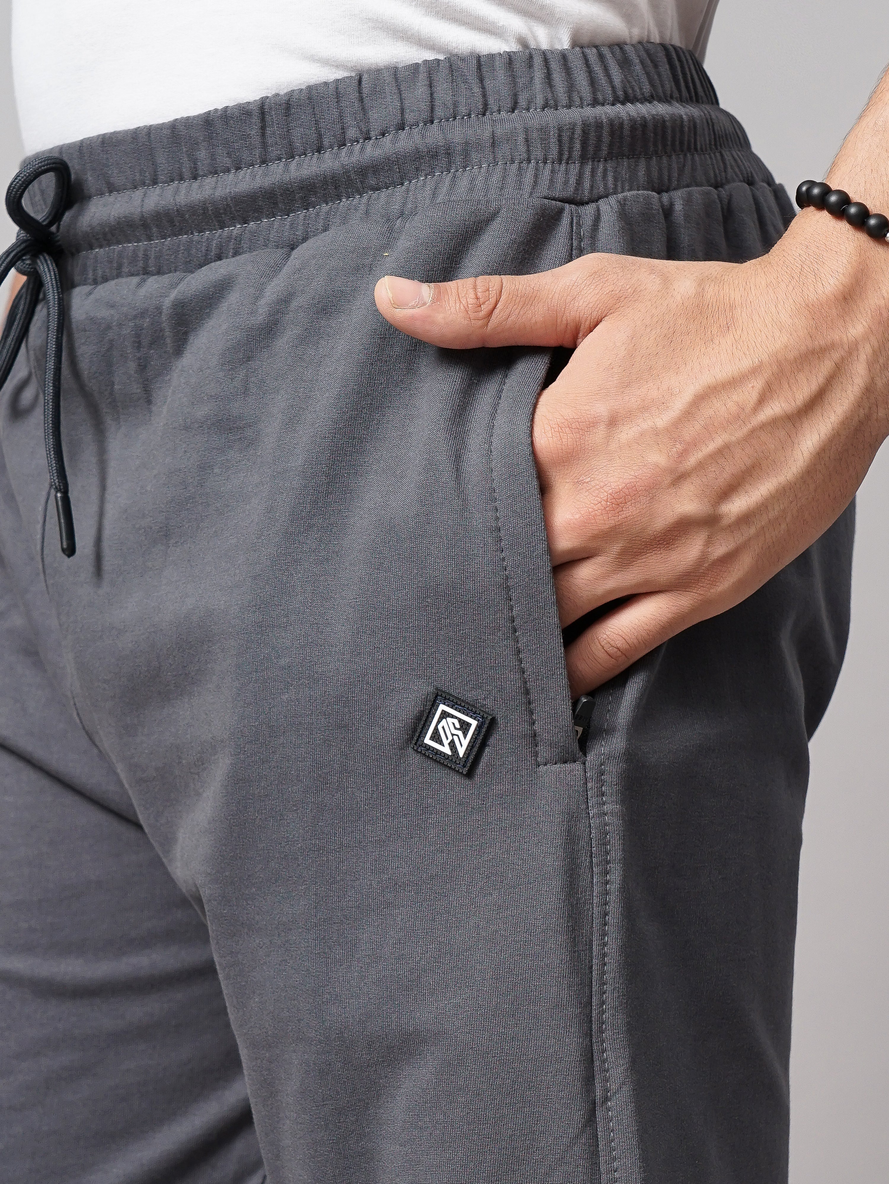 Men Sash Charcoal Knitted Cargo Pant