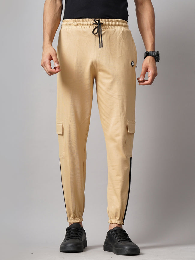 Men Sash Cream Knitted Cargo Pant