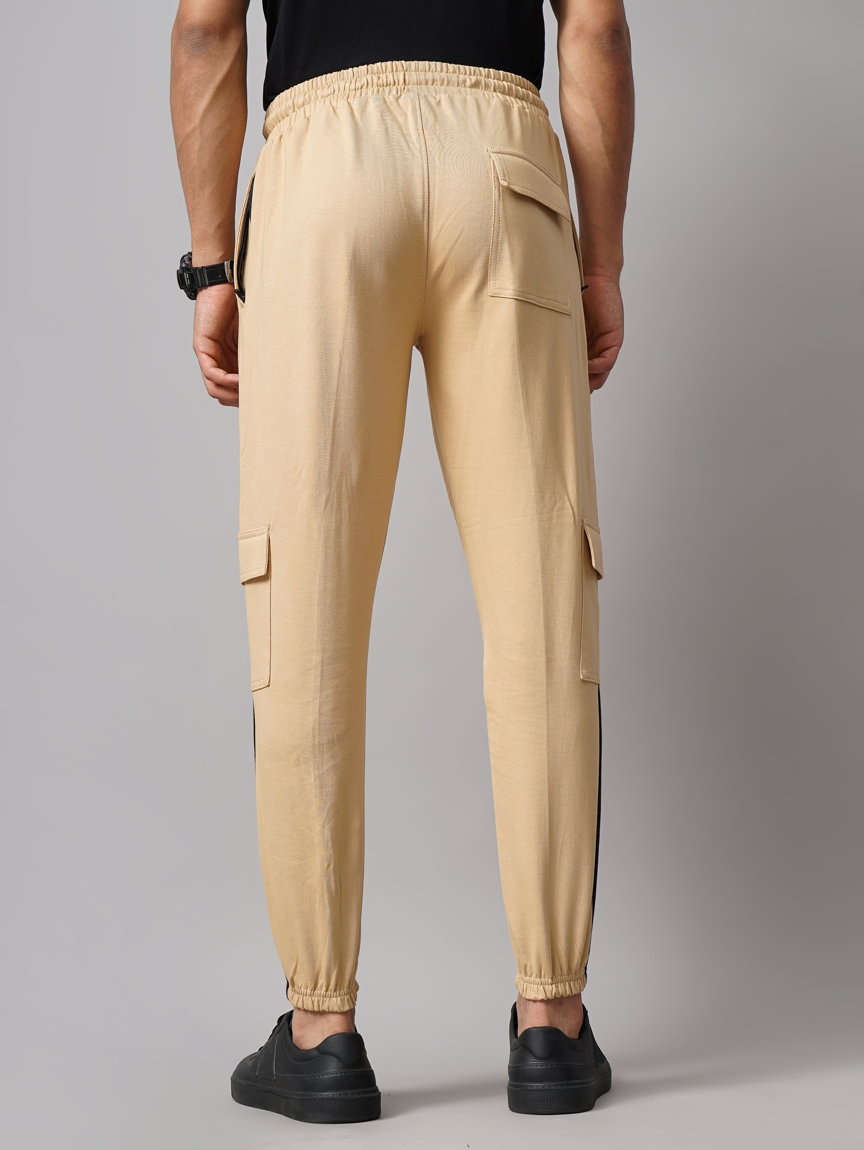 Men Sash Cream Knitted Cargo Pant