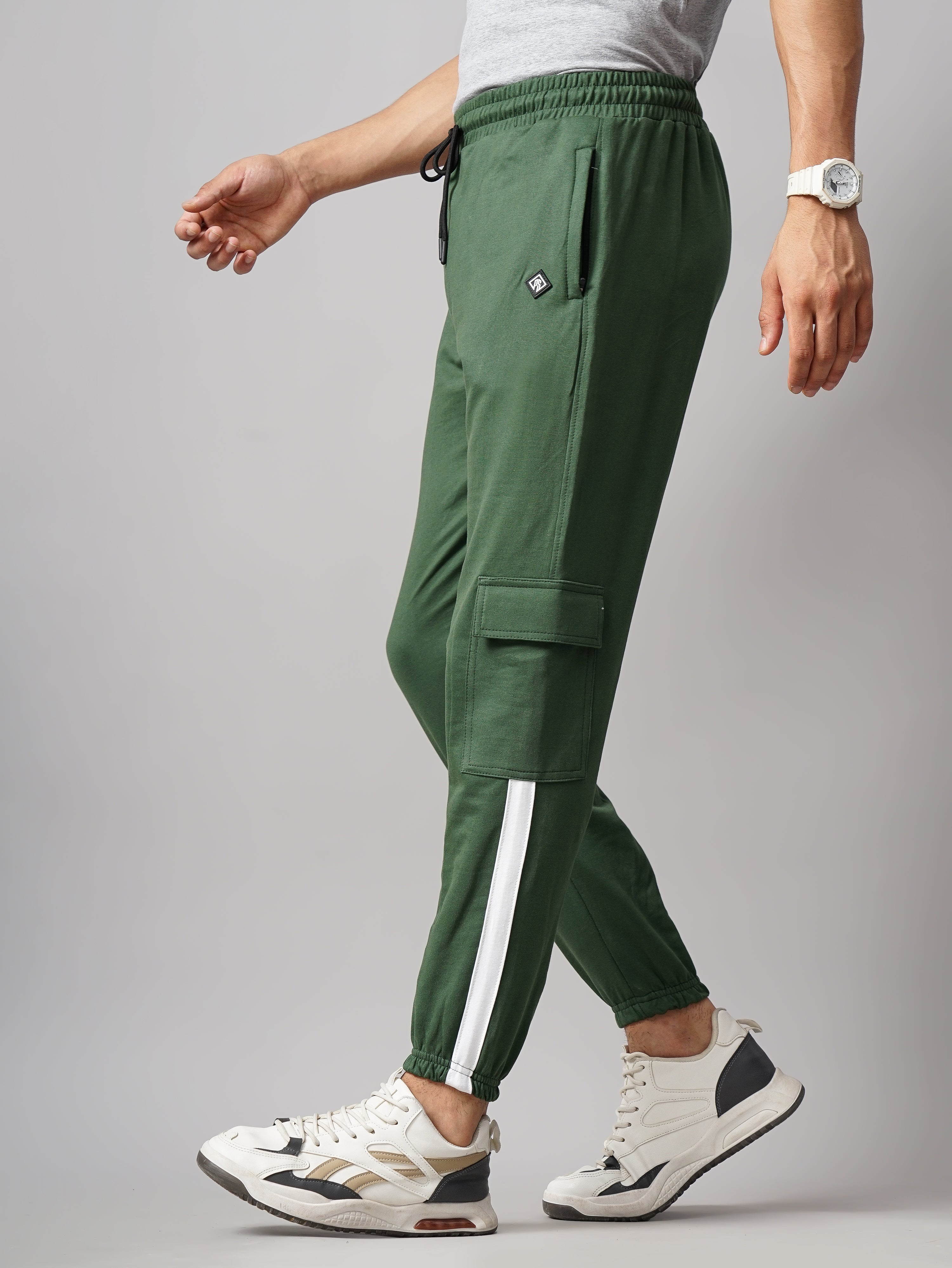 Men Sash Olive Knitted Cargo Pant