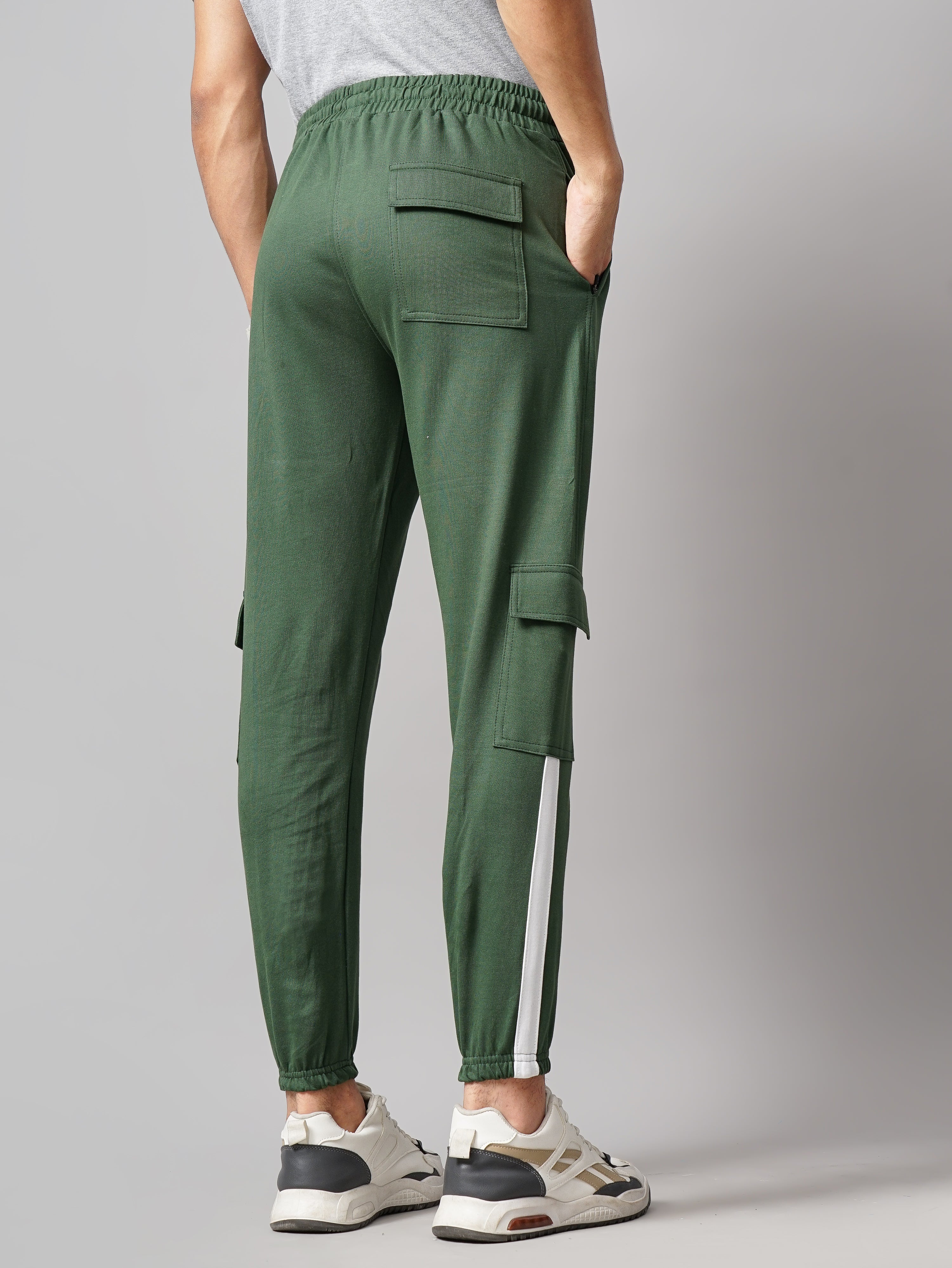 Men Sash Olive Knitted Cargo Pant