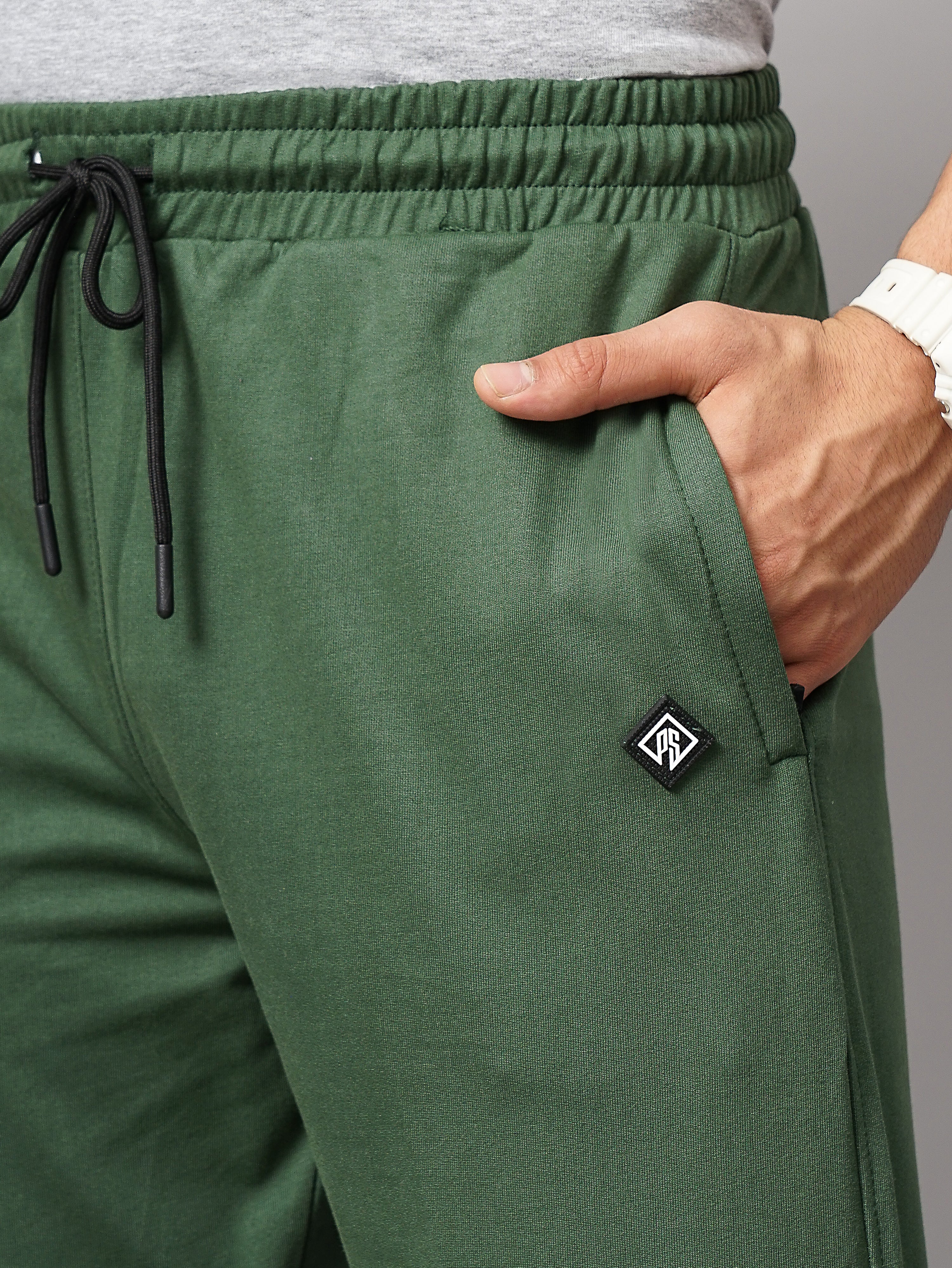 Men Sash Olive Knitted Cargo Pant