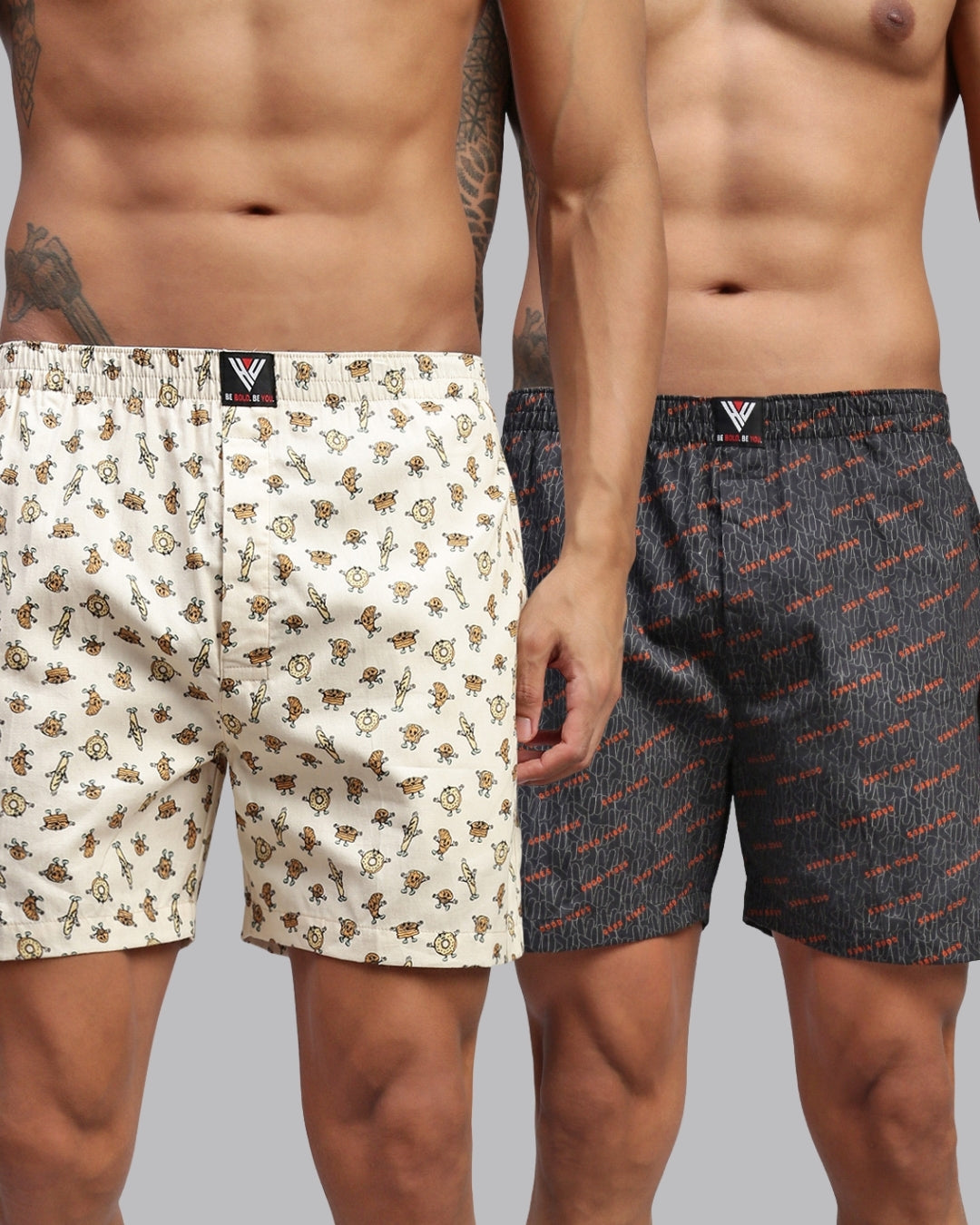 Men Pack of 2 Printed Cotton Boxer Shorts