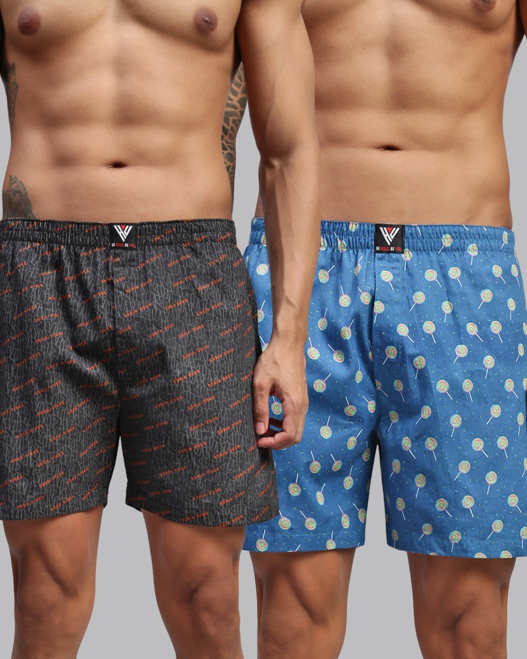 Men Pack of 2 Printed Cotton Boxer Shorts