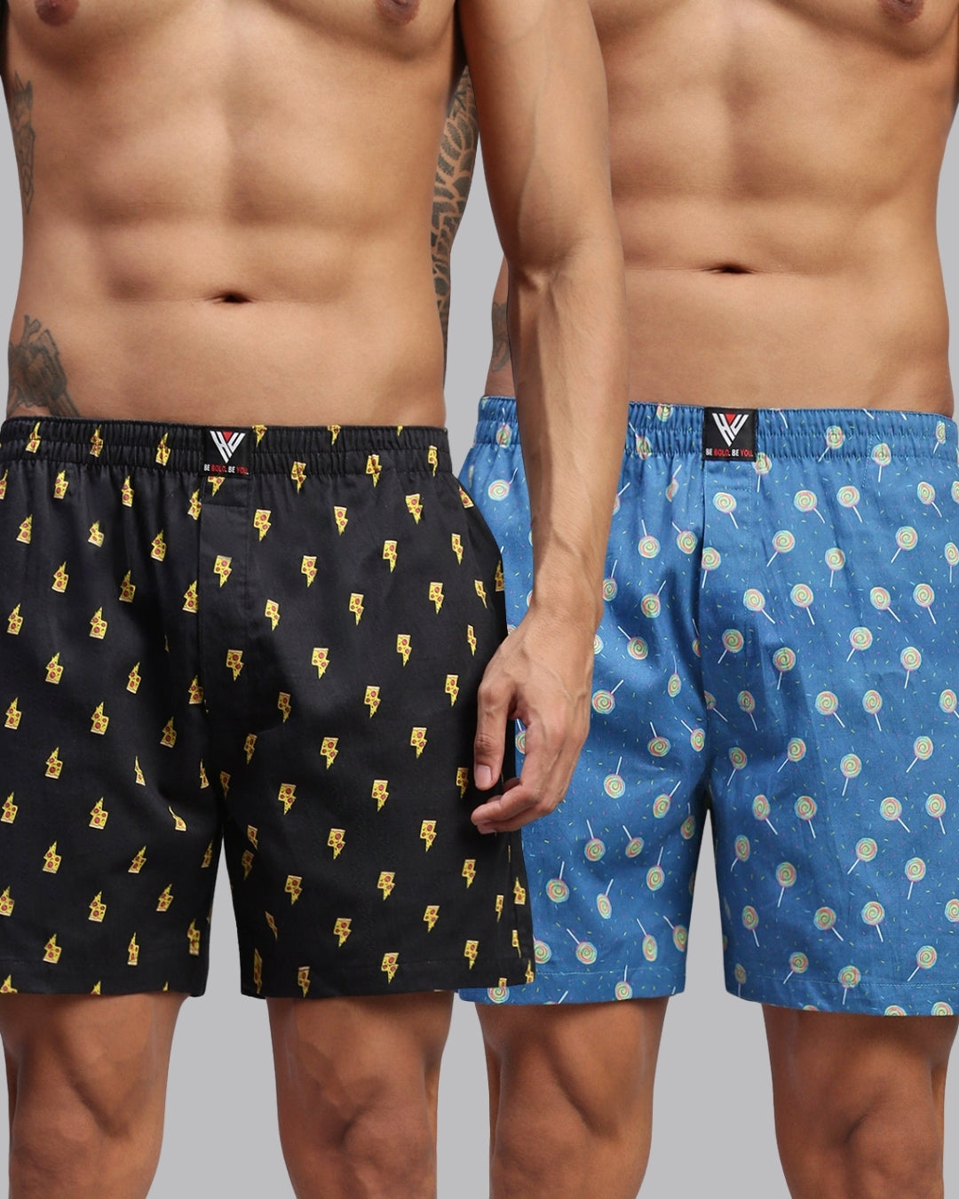 Men Pack of 2 Printed Cotton Boxer Shorts