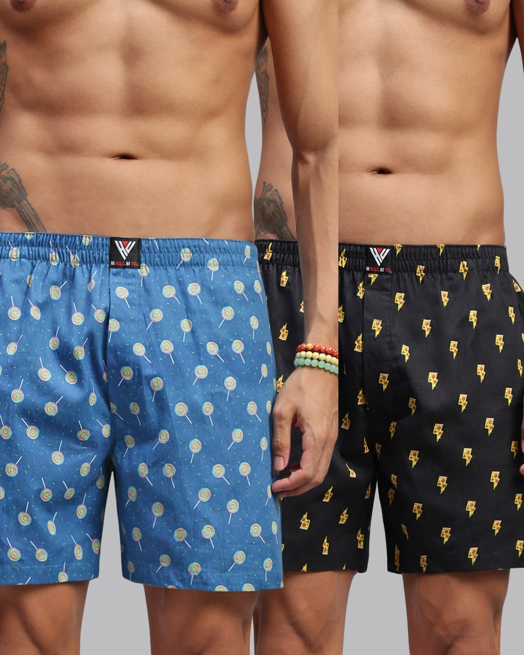 Men Pack of 2 Printed Cotton Boxer Shorts