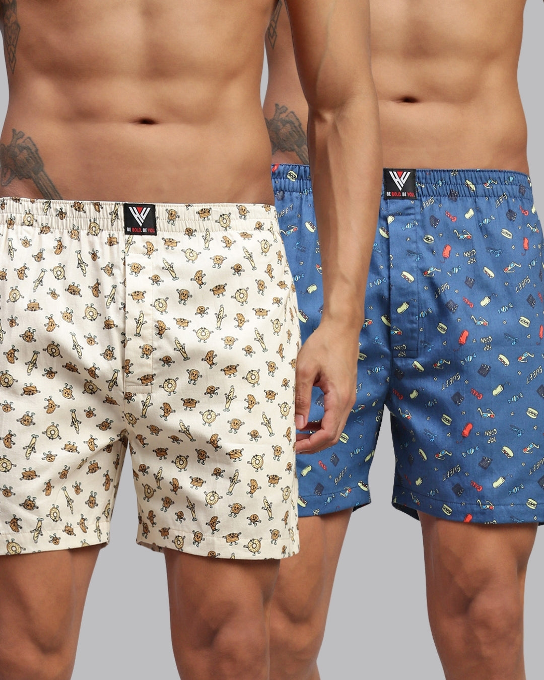Men Pack of 2 Printed Cotton Boxer Shorts