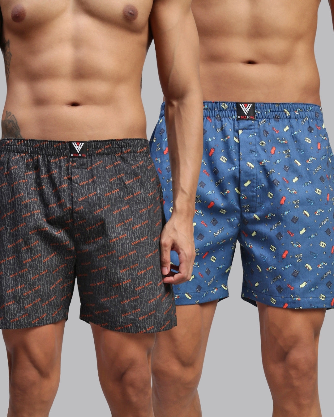 Men Pack of 2 Printed Cotton Boxer Shorts