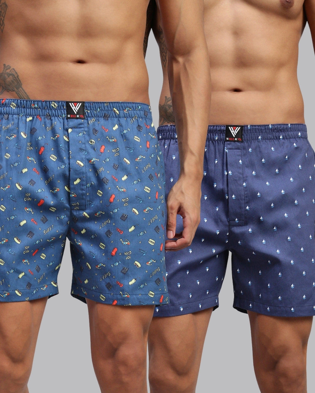 Men Pack of 2 Printed Cotton Boxer Shorts