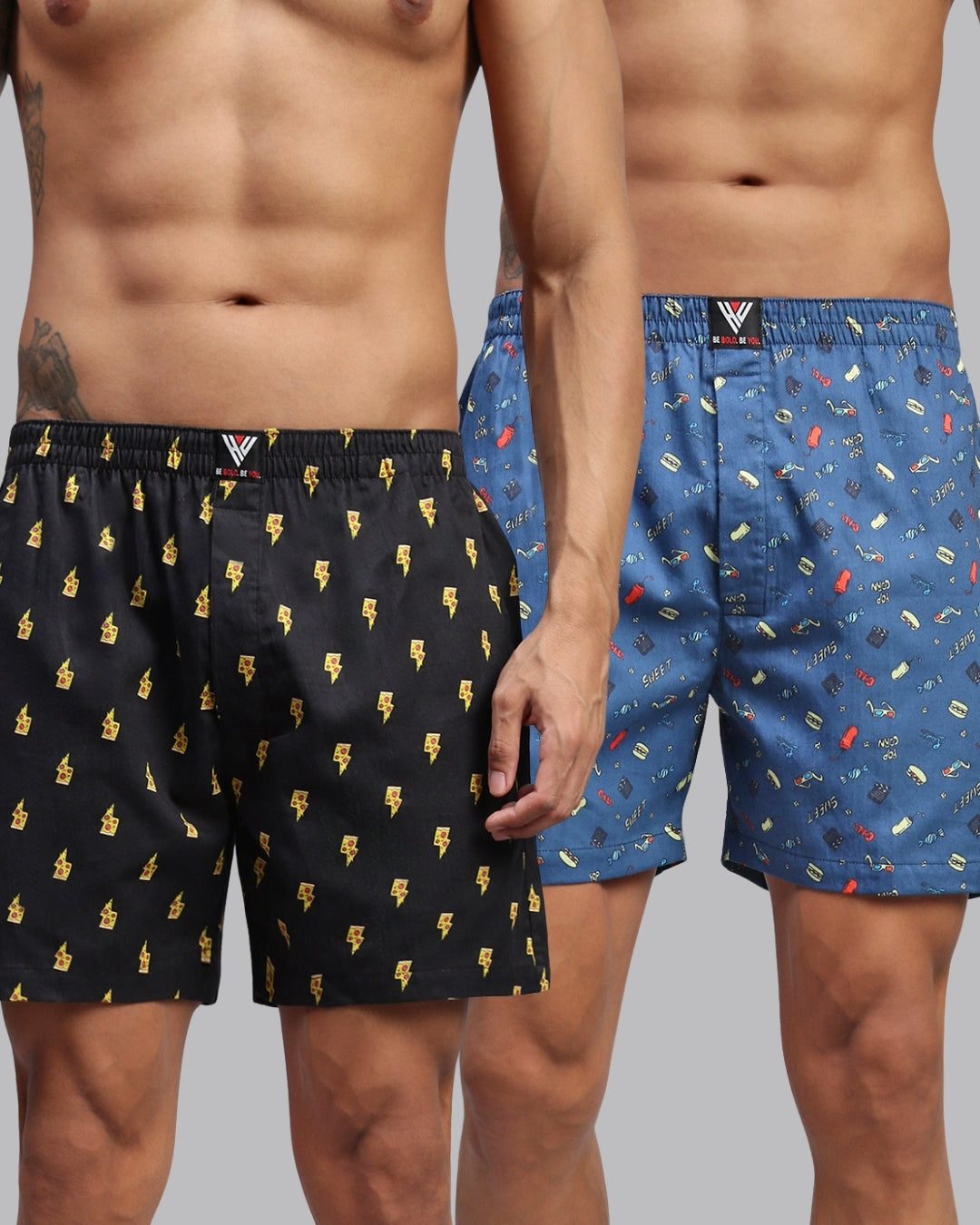 Men Pack of 2 Printed Cotton Boxer Shorts