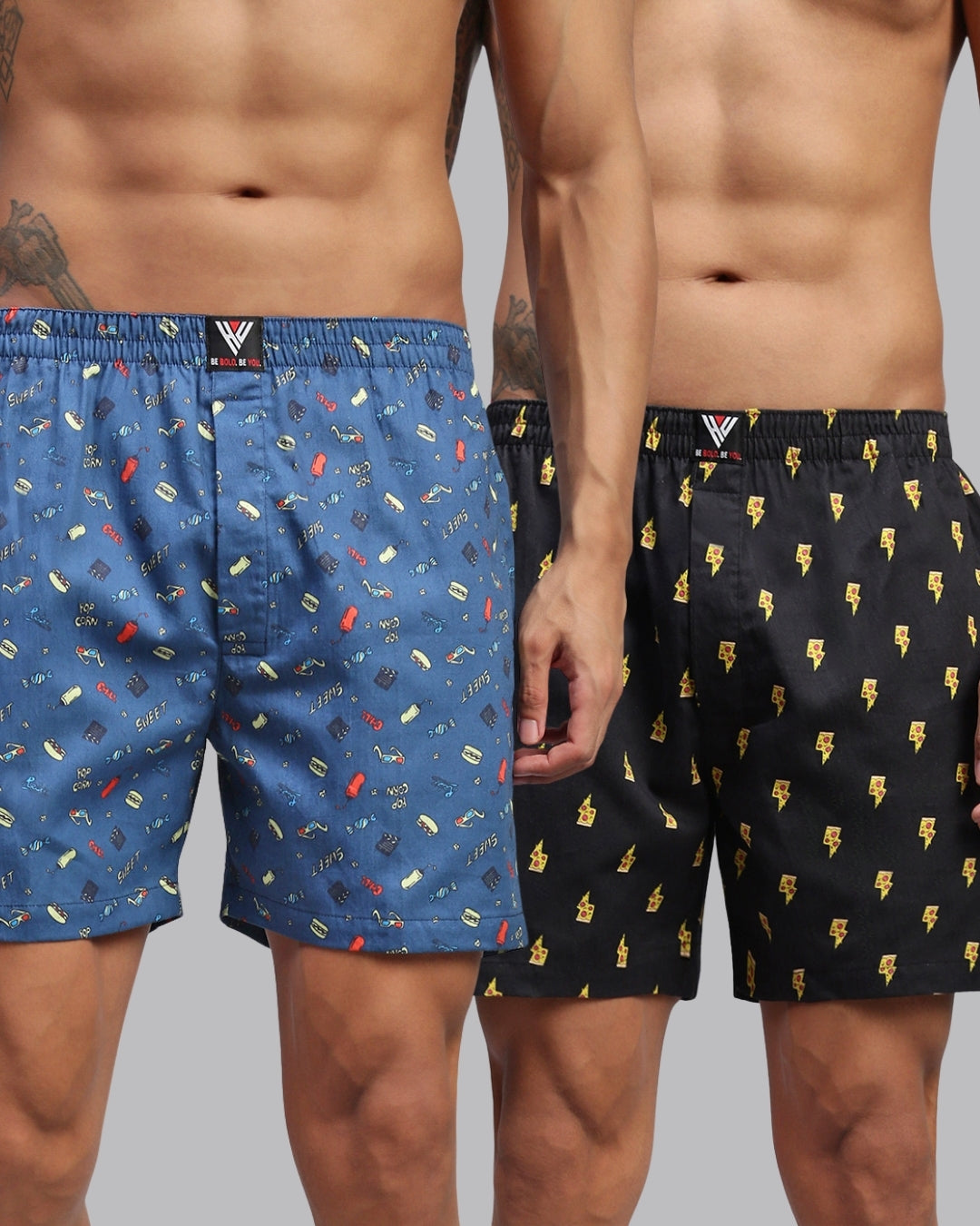 Men Pack of 2 Printed Cotton Boxer Shorts