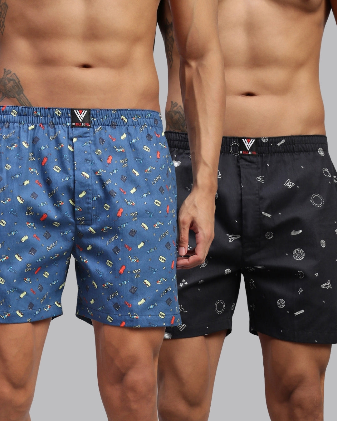 Men Pack of 2 Printed Cotton Boxer Shorts