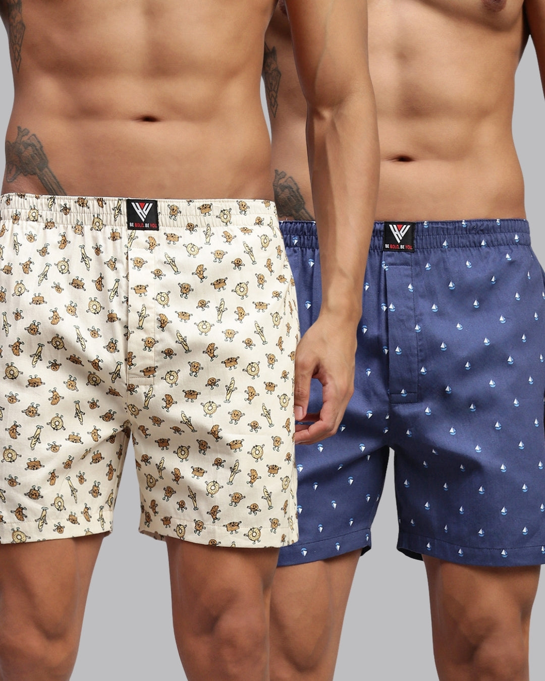 Men Pack of 2 Printed Cotton Boxer Shorts