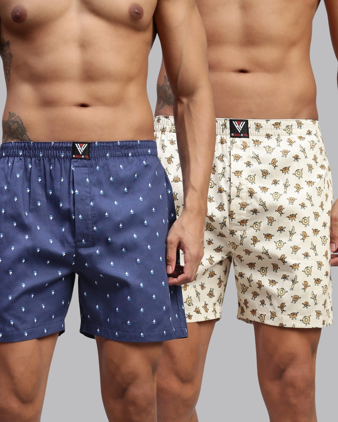 Men Pack of 2 Printed Cotton Boxer Shorts