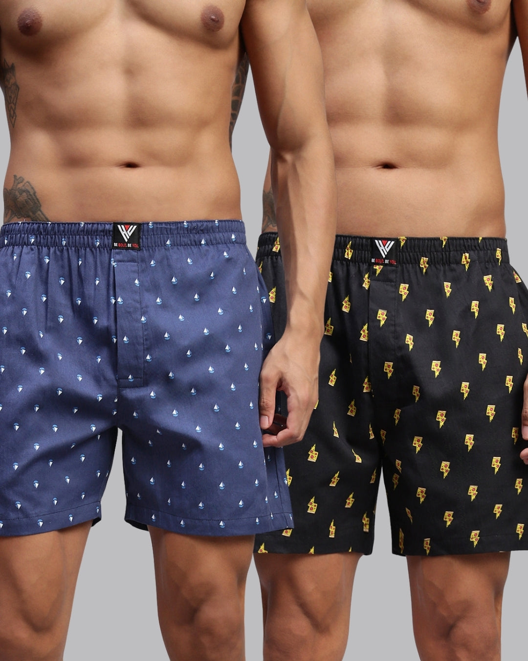 Men Pack of 2 Printed Cotton Boxer Shorts