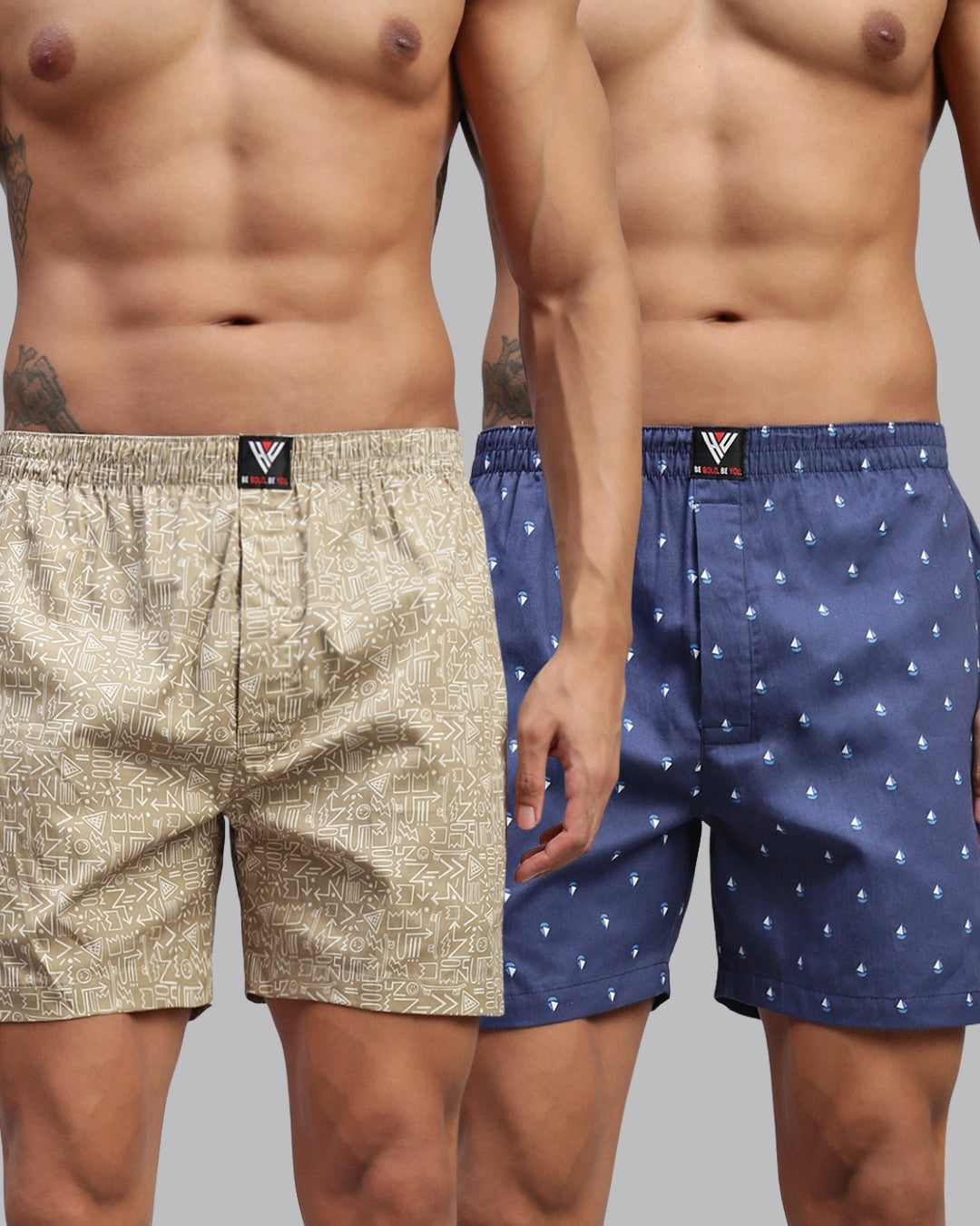 Men Pack of 2 Printed Cotton Boxer Shorts