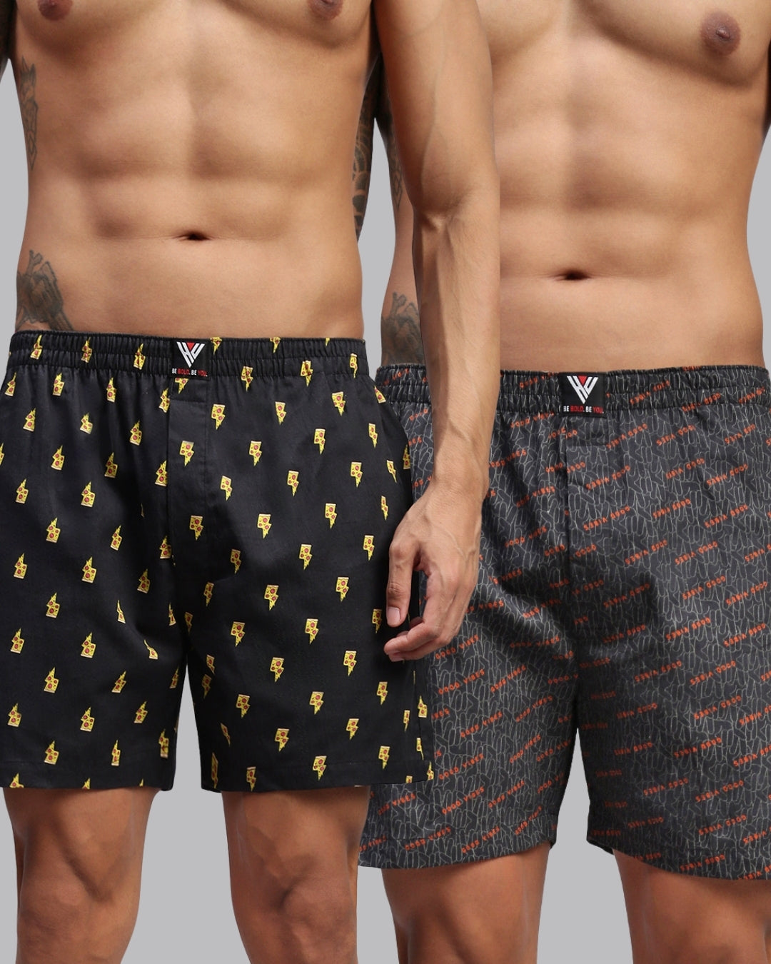 Men Pack of 2 Printed Cotton Boxer Shorts