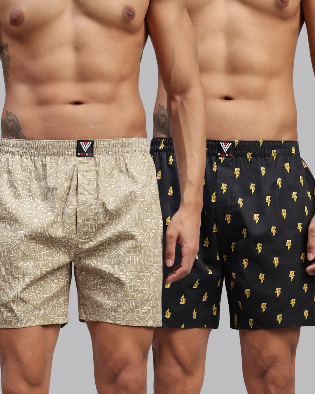 Men Pack of 2 Printed Cotton Boxer Shorts