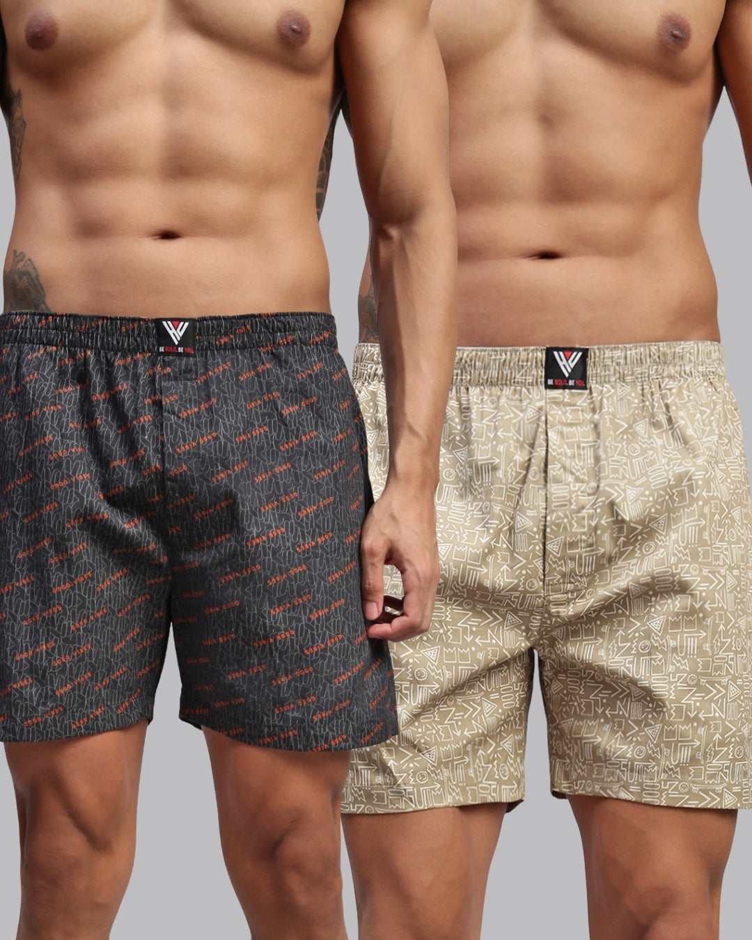 Men Pack of 2 Printed Cotton Boxer Shorts