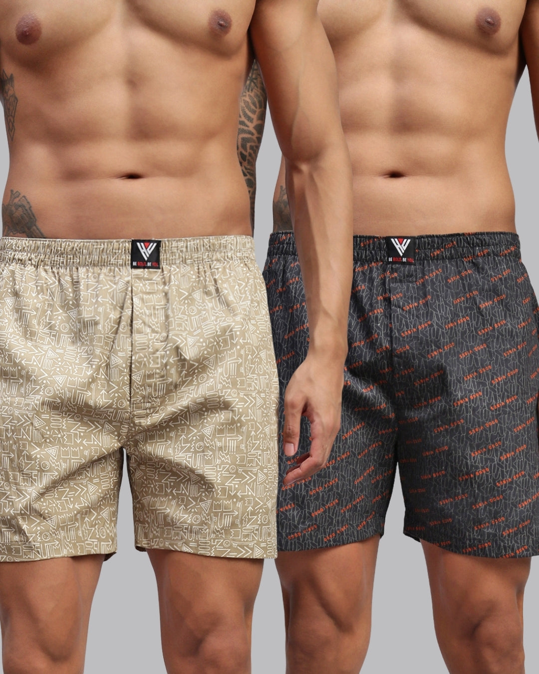 Men Pack of 2 Printed Cotton Boxer Shorts