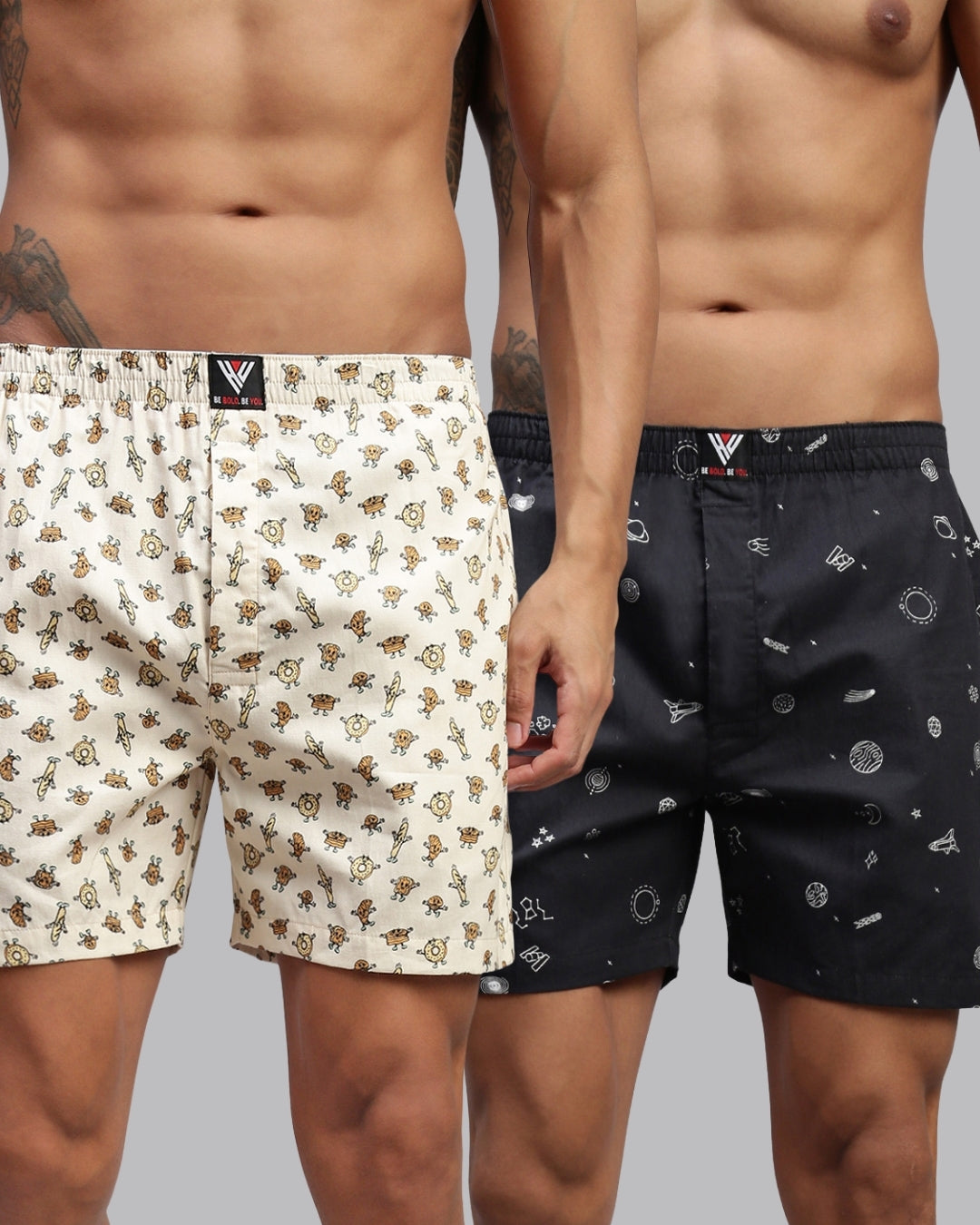 Men Pack of 2 Printed Cotton Boxer Shorts