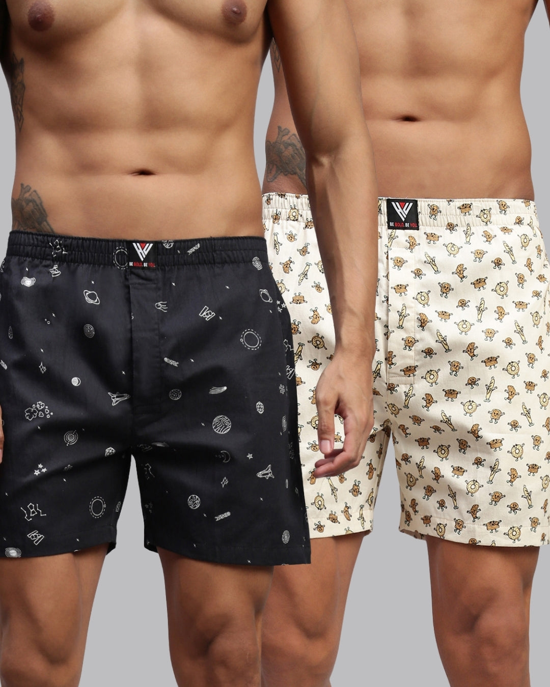 Men Pack of 2 Printed Cotton Boxer Shorts