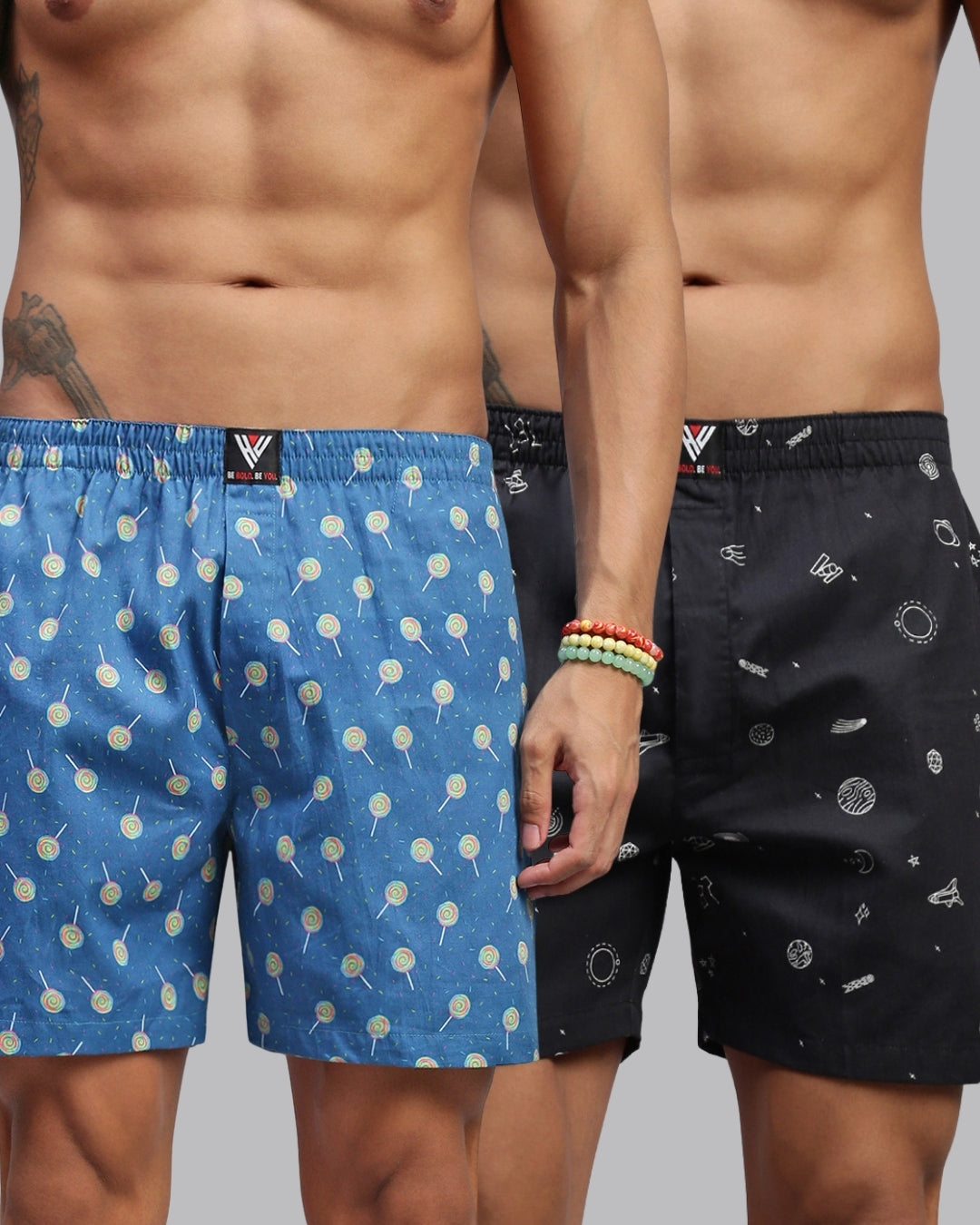Men Pack of 2 Printed Cotton Boxer Shorts