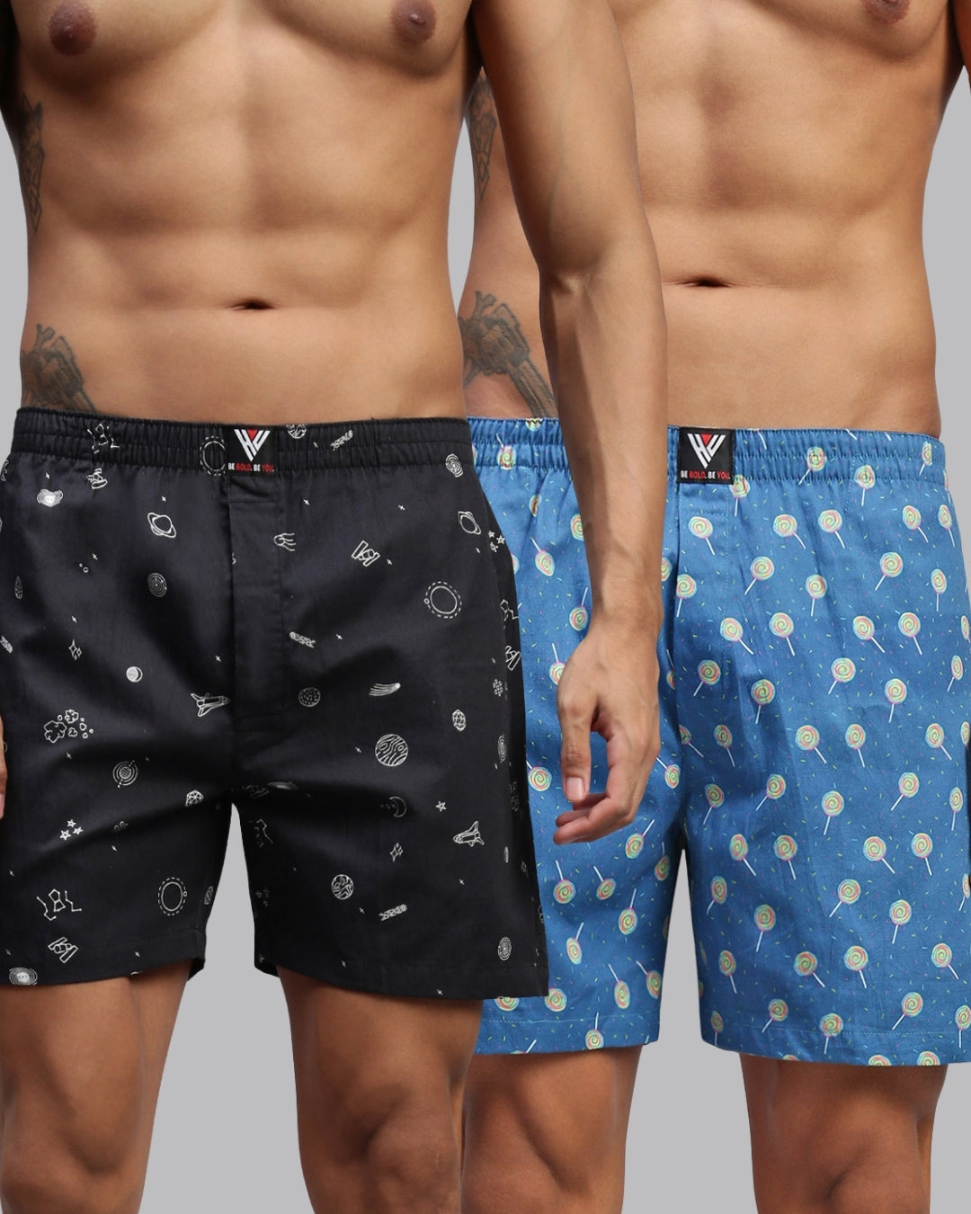 Men Pack of 2 Printed Cotton Boxer Shorts