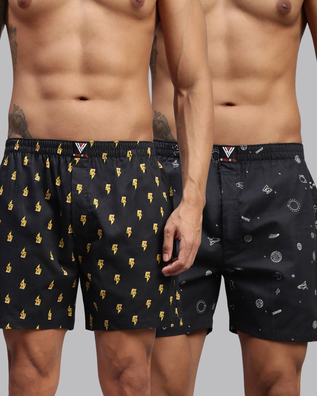 Men Pack of 2 Printed Cotton Boxer Shorts