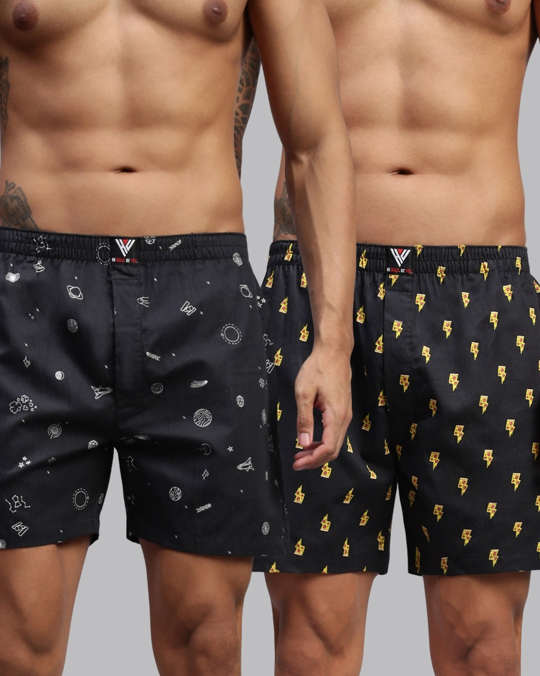 Men Pack of 2 Printed Cotton Boxer Shorts