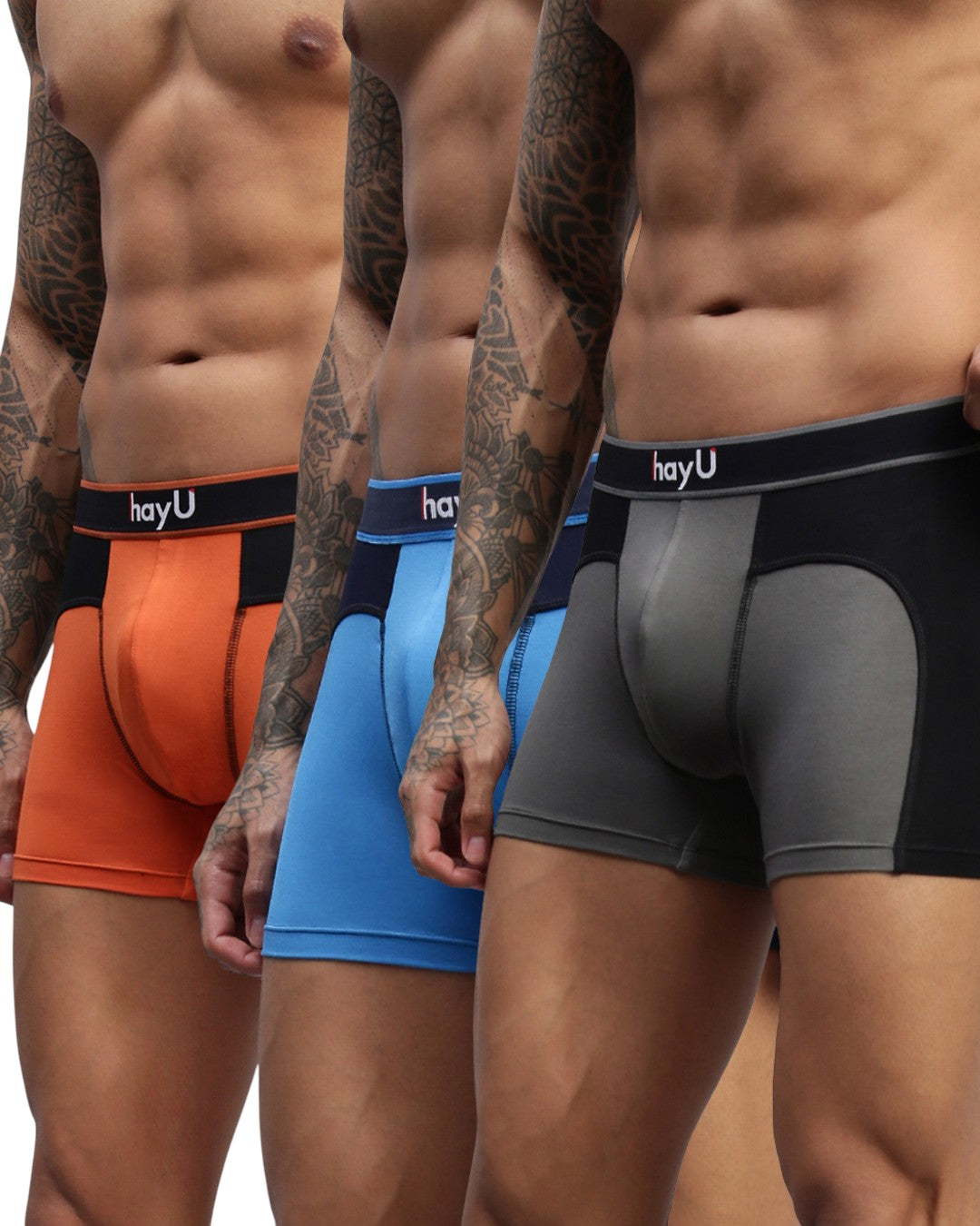 Men Pack of 3 Modal Dual Colour Trunks