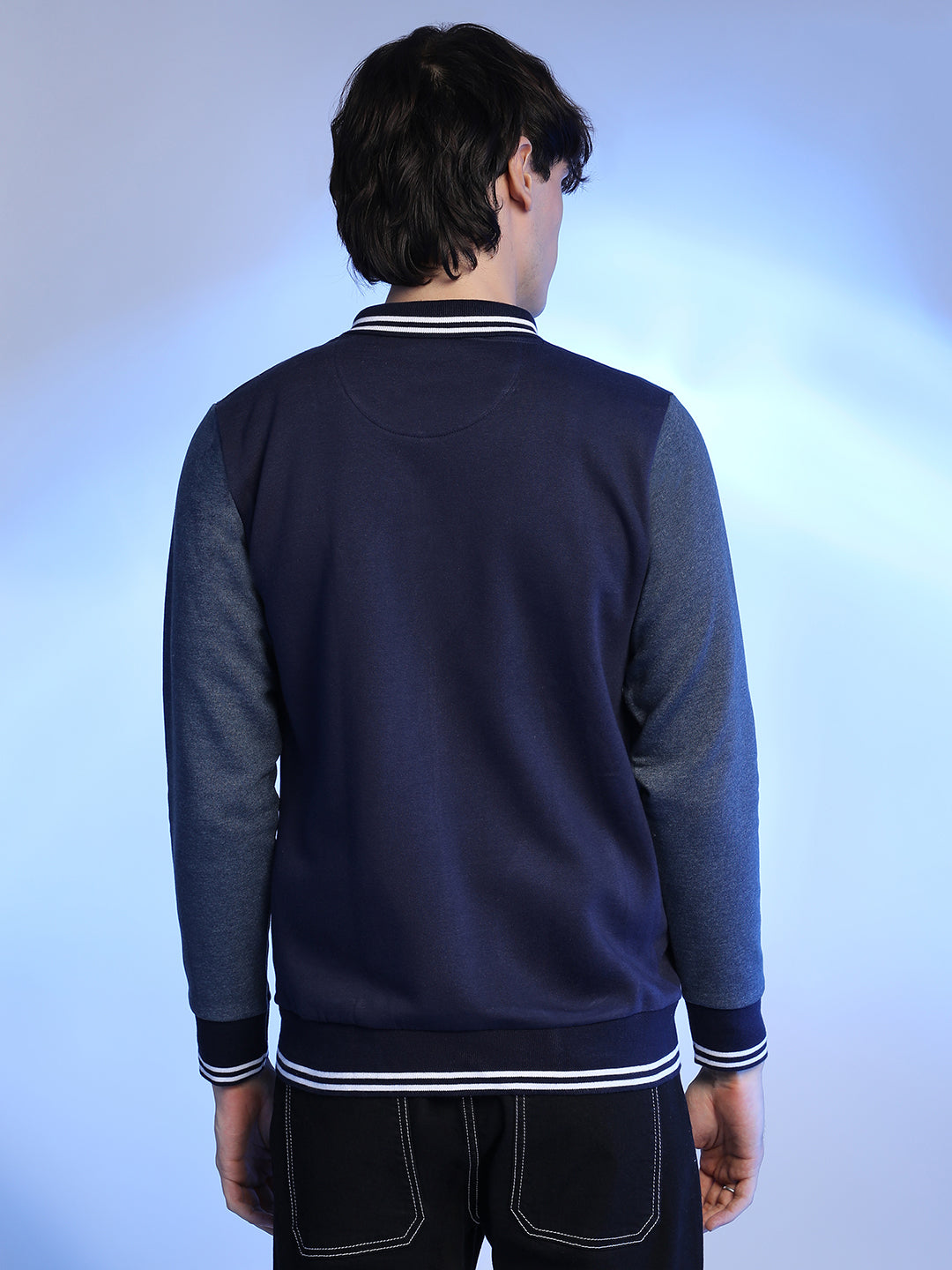 Men Cotton Blend Regular Colourblock Jacket