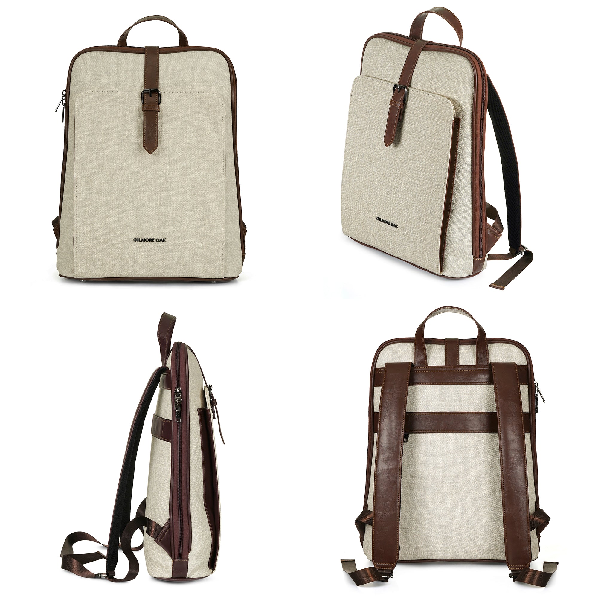 Beige Verona Leatherette  17L Laptop Backpack